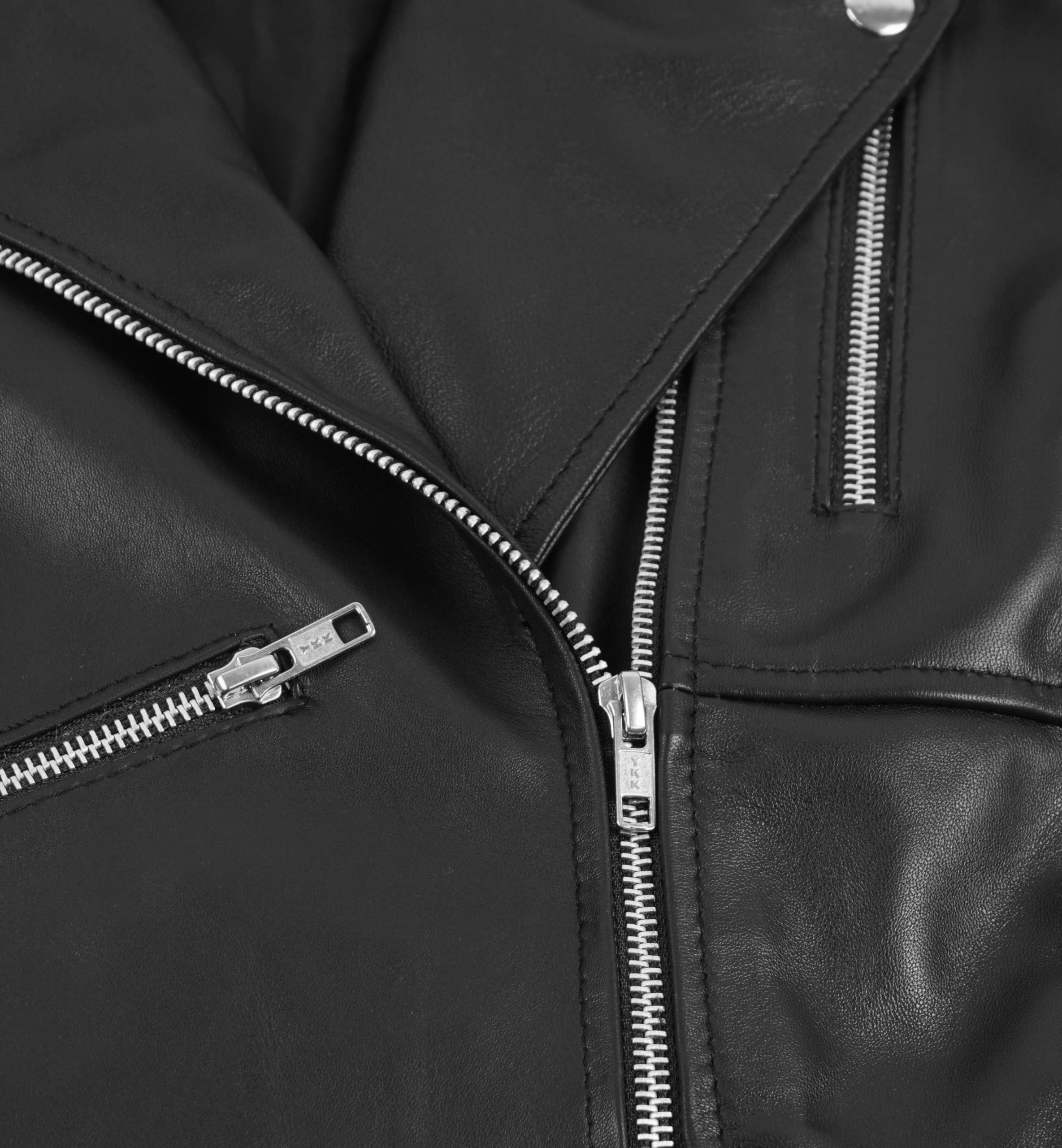 Women's Peplum Leather Jacket - Genuine Leather Motorcycle Jacket for Ladies - Stylish Outerwear for Date Night, Office & Night Out