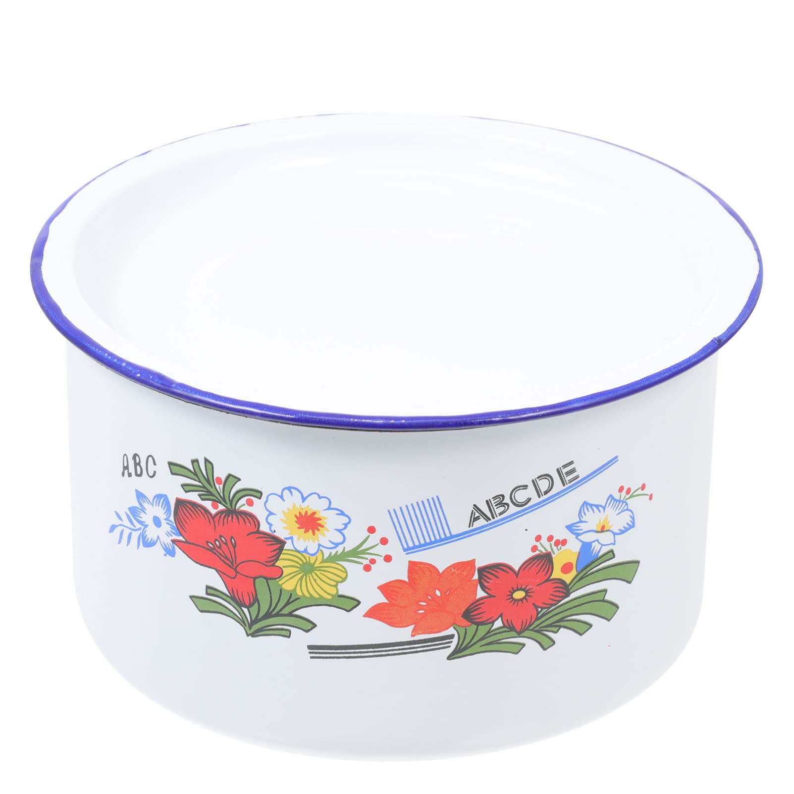 Vintage Enamel Mixing Bowl with Lid - Retro Chinese Style Enamel Soup Bowl - Large Capacity 1000ML Enamel Noodle Rice Bowl for Home Kitchen & Restaurant Use - Perfect for Mixing, Serving, and Storing Food