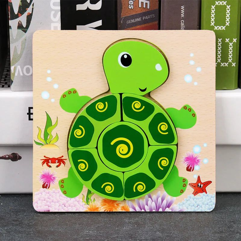 3D Wooden Animal Puzzles for Toddlers - Educational Learning Toys for Kids - Perfect for Early Childhood Development & Montessori Playtime