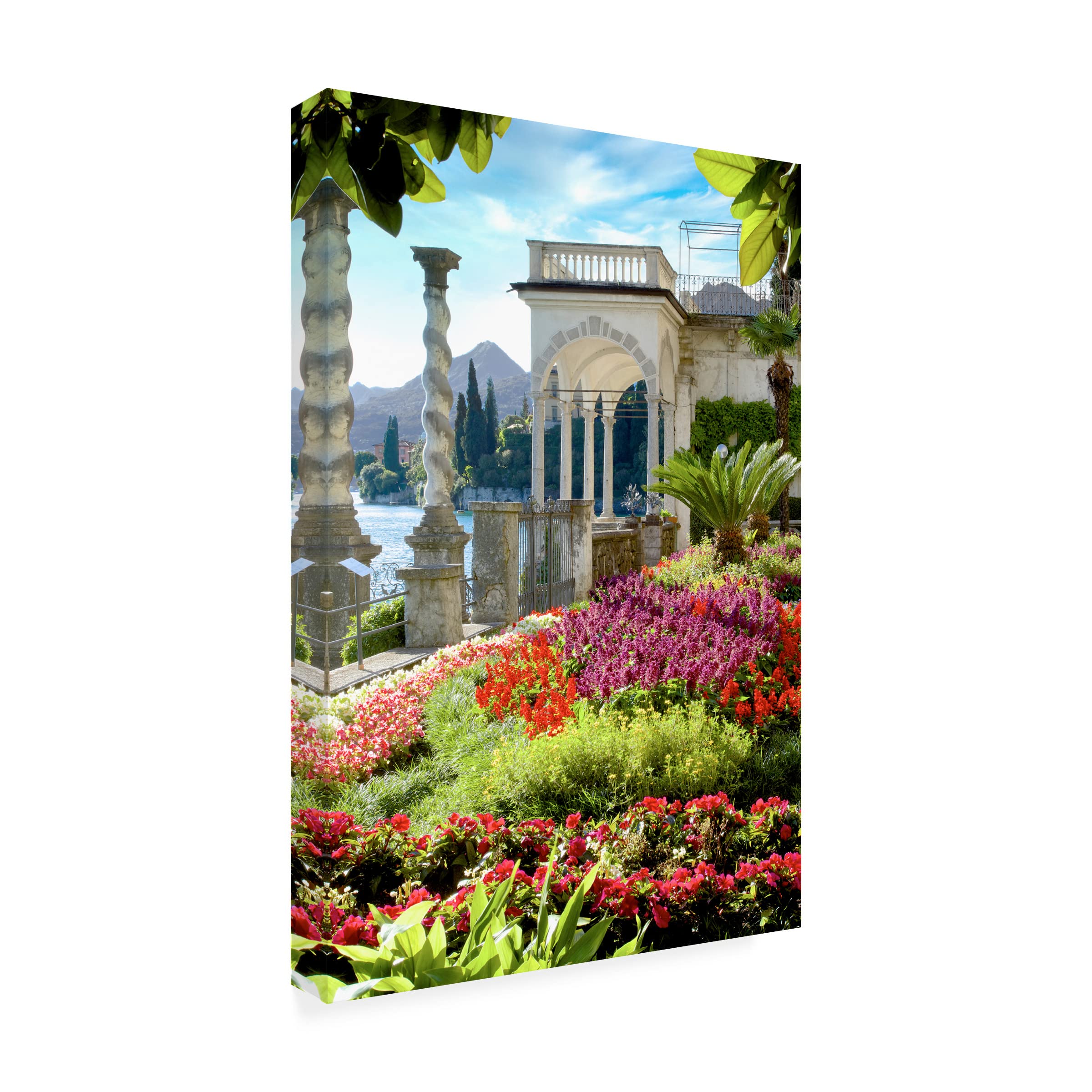 Trademark Fine Art 'Giardino sul Lago 4' Canvas Wall Art by Alan Blaustein - Italian Lake Garden Painting for Living Room, Bedroom & Office Decor