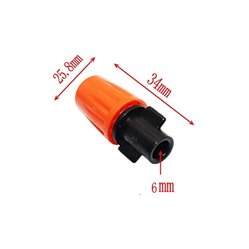 20 Pcs Adjustable Micro Drip Irrigation Nozzles - 6mm Hose Connector for DIY Garden Watering System | Atomization Sprayer for Plants, Self-Watering & Mist Sprinkler (Orange) - Perfect for Home Gardens, Greenhouses & Indoor Plant Care