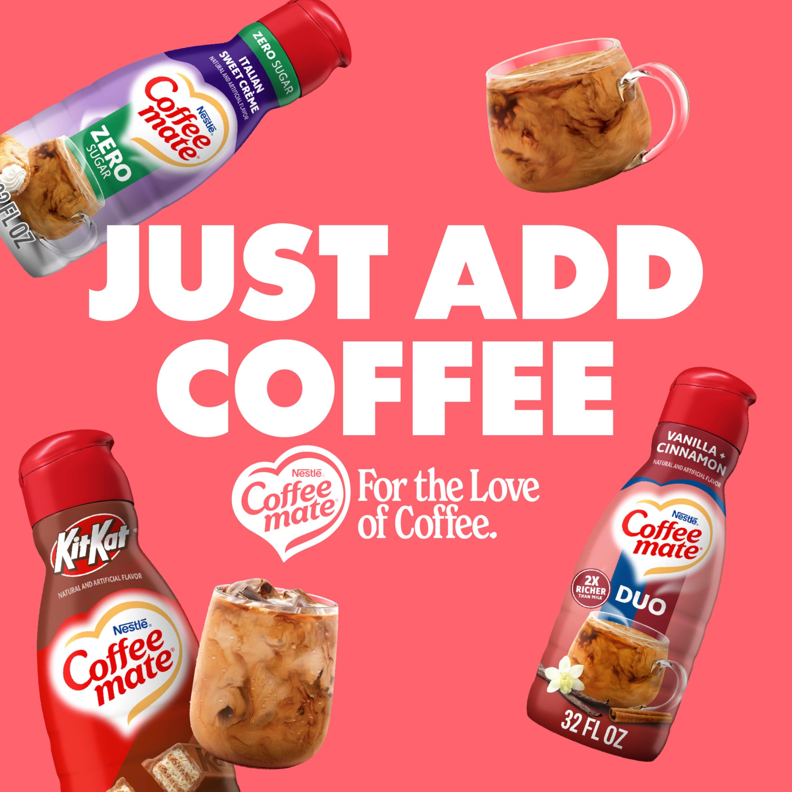 Coffee Mate Cinnamon Vanilla Crème Flavored Non-Dairy Coffee Creamer - Gluten Free, Cholesterol Free Liquid Creamer for Coffee (63 Servings) - Perfect for Lattes, Hot Cocoa & Baking at Home