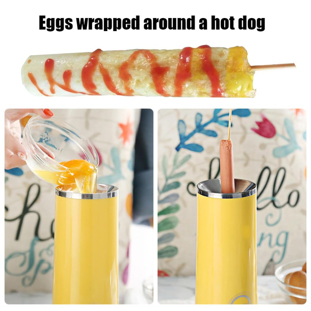 Electric Egg Roll Maker & Hot Dog Machine - 360° 3D Heating, Fast 6-Minute Cooking, Yellow ABS+Metal Body, Modern Kitchen Appliance for Home, Party & Street Food Business