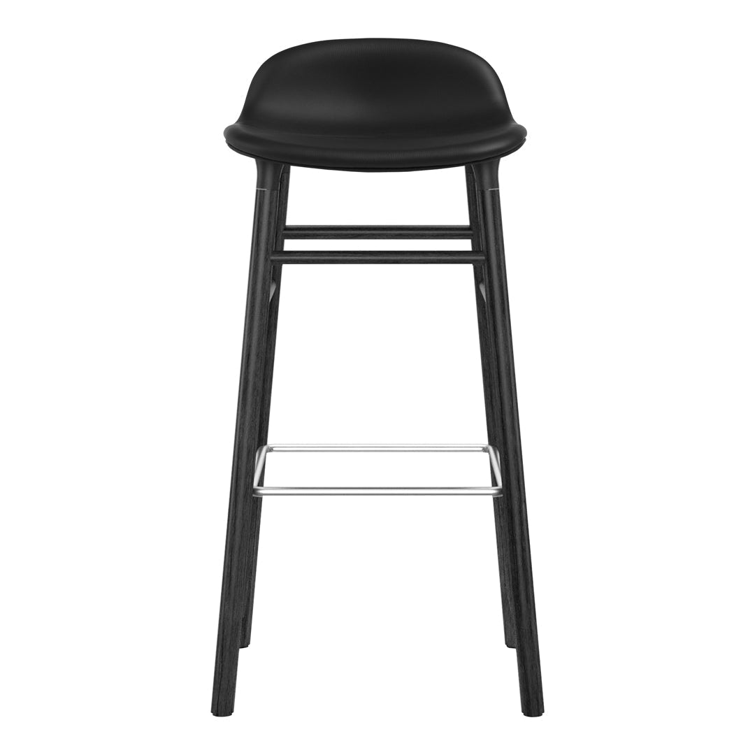Modern Form Bar Stool with Wooden Legs & Upholstered Seat - Perfect for Kitchen Islands, Home Bars & Dining Counter Height Tables