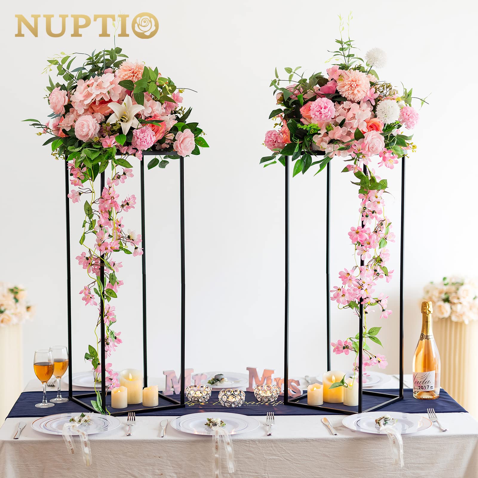 10 Pack Nuptio Black Tall Vases - 31.5 Inch Wedding Centerpieces for Flowers, Home Decor & Party Table Decorations - Elegant Black Vases for Wedding Reception, Anniversary, and Special Event Decor