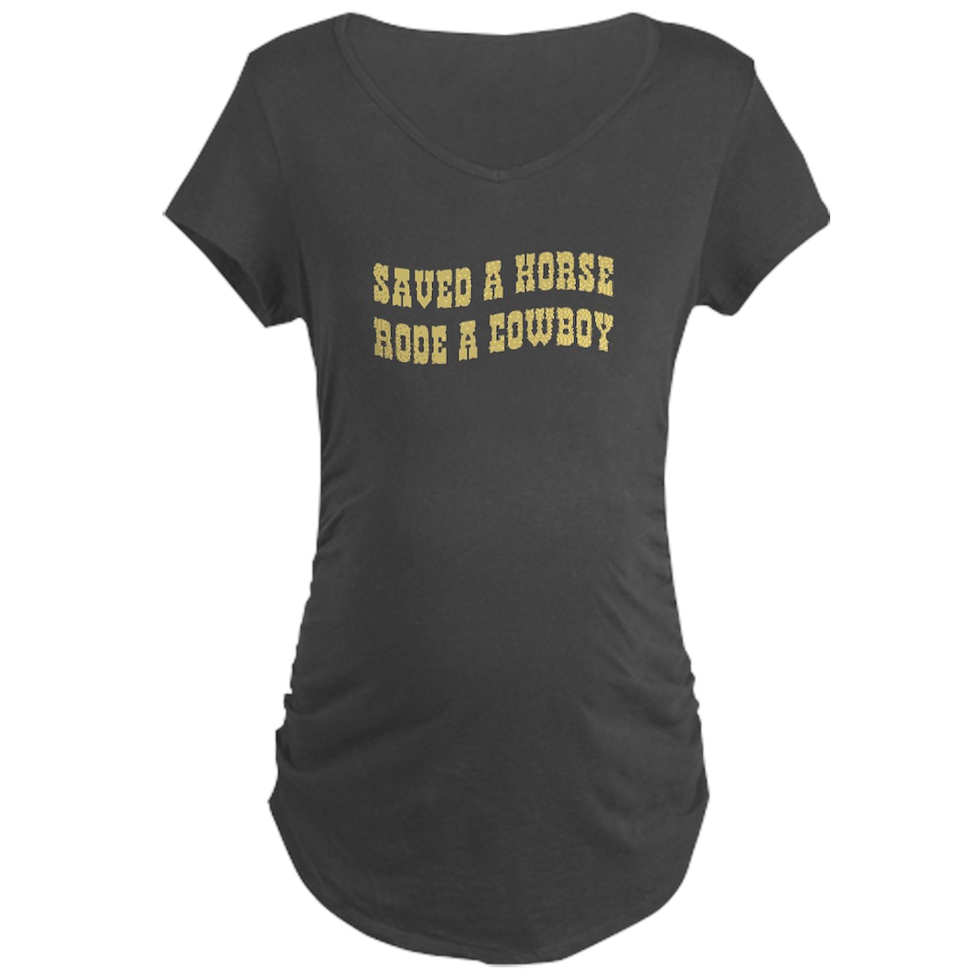 Saved A Horse Rode A Cowboy Maternity T-Shirt - Women's Ruched Side Dark Tee for Pregnancy Comfort | Perfect for Casual Wear, Baby Showers & Maternity Photos