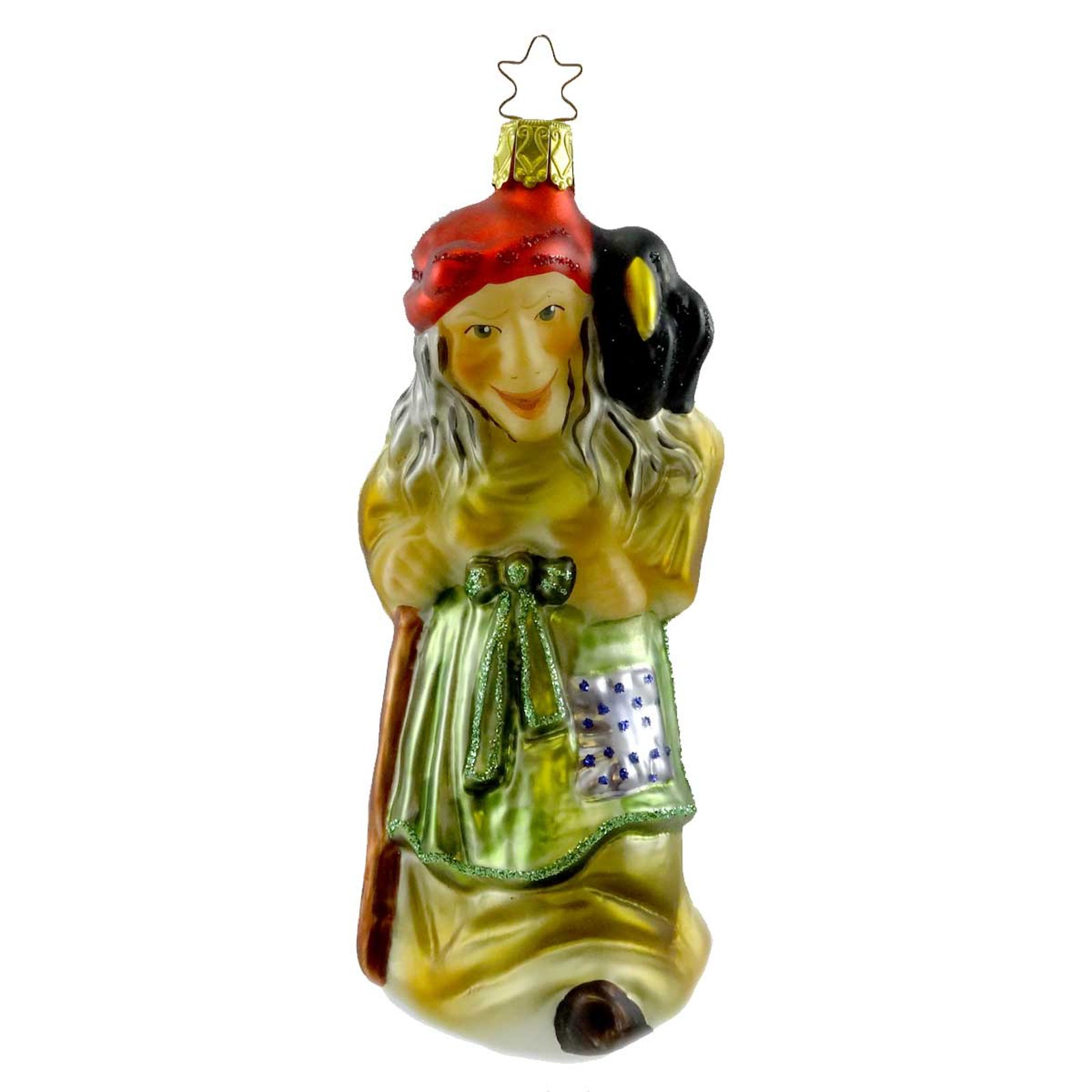 INGE GLAS Wicked Witch Gingerbread Woods Blown Glass Ornament - Nursery Rhyme Inspired Christmas Tree Decor - Handcrafted Holiday Hanging Ornament for Home, Office & Gift Giving (100910)