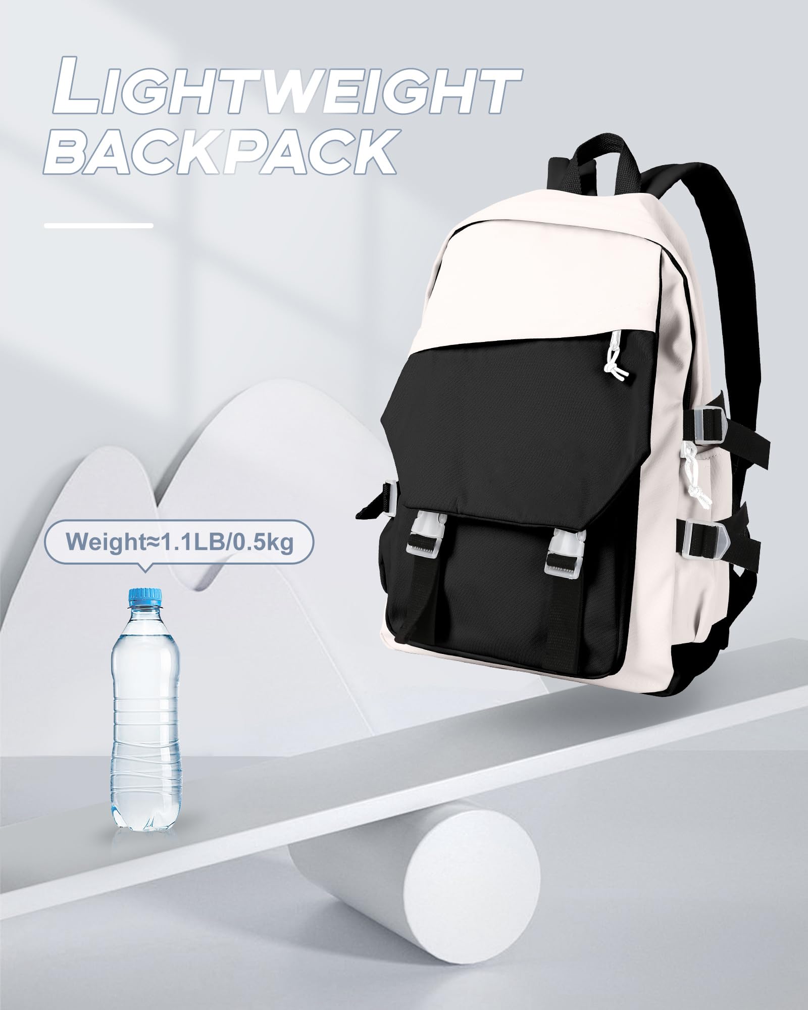 Stylish Black Small Backpack for Women & Men - Lightweight Aesthetic College Backpack, Travel Bag, Hiking Daypack for School, Work, Gym & Outdoor Adventures