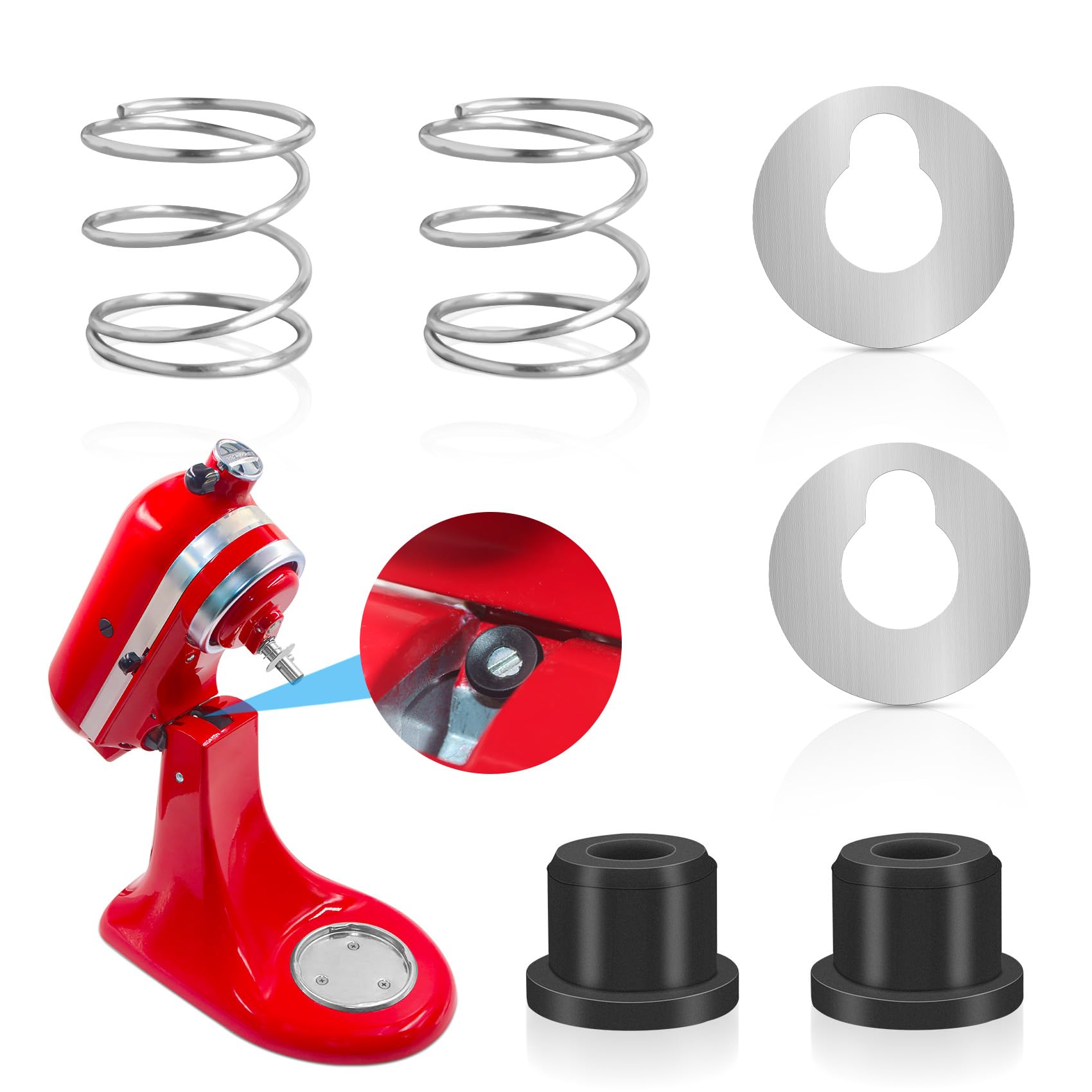KitchenAid Stand Mixer Spring Washer & Silicone Washer Set - Quick Install Replacement Parts for Tilt-Head Mixers - Durable Stainless Steel Accessories - Perfect for Baking, Cooking & Dough Kneading