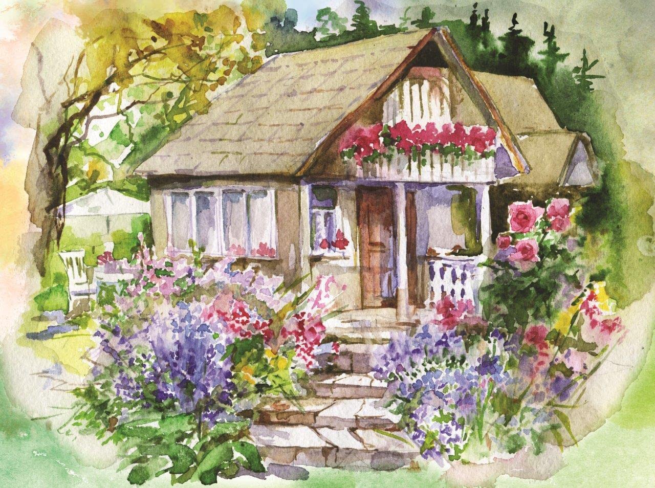 1000 Piece KI Puzzle for Adults - Velvet Touch Enchanted Garden Watercolor Art Jigsaw Puzzle | Challenging Brain Teaser for Family Game Night & Relaxation