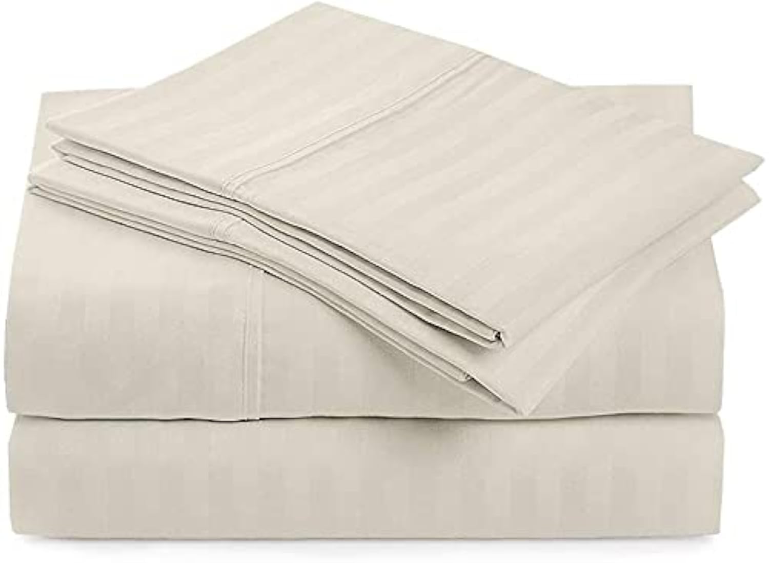 Queen Size Sleeper Sofa Bed Sheet Set - 100% Cotton 400 Thread Count Ivory Stripe Sofa Bedding - 4 Piece Set Fits 6