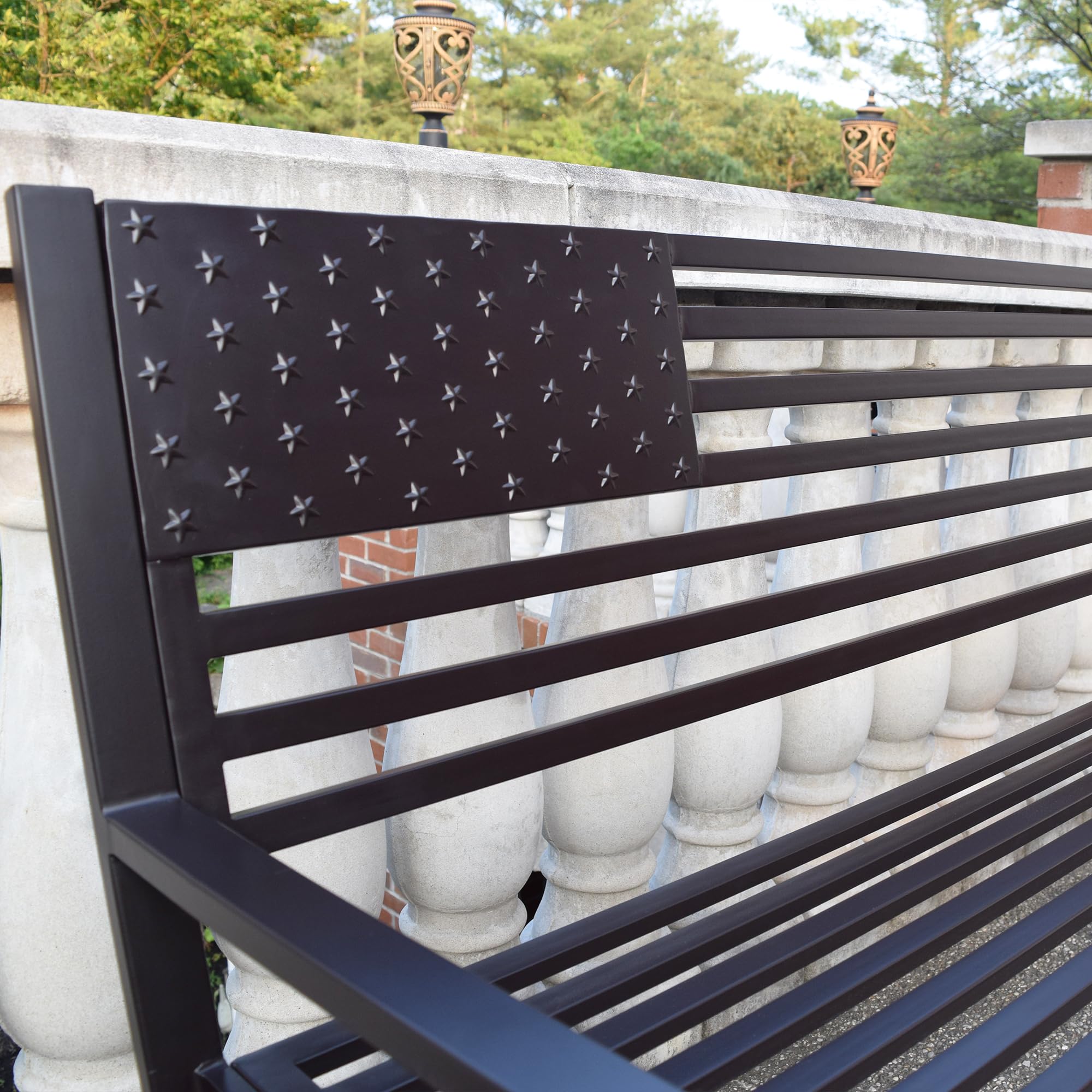 Oakland Living American Pride Bench - Patriotic Outdoor Bench for Porch, Garden & Backyard - Durable Wooden Bench with USA Flag Design