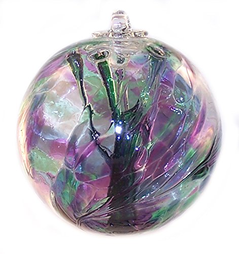 Purple Green Blue Witch Ball by Iron Art Glass Designs - Handmade Glass Decor for Home, Garden & Spiritual Protection