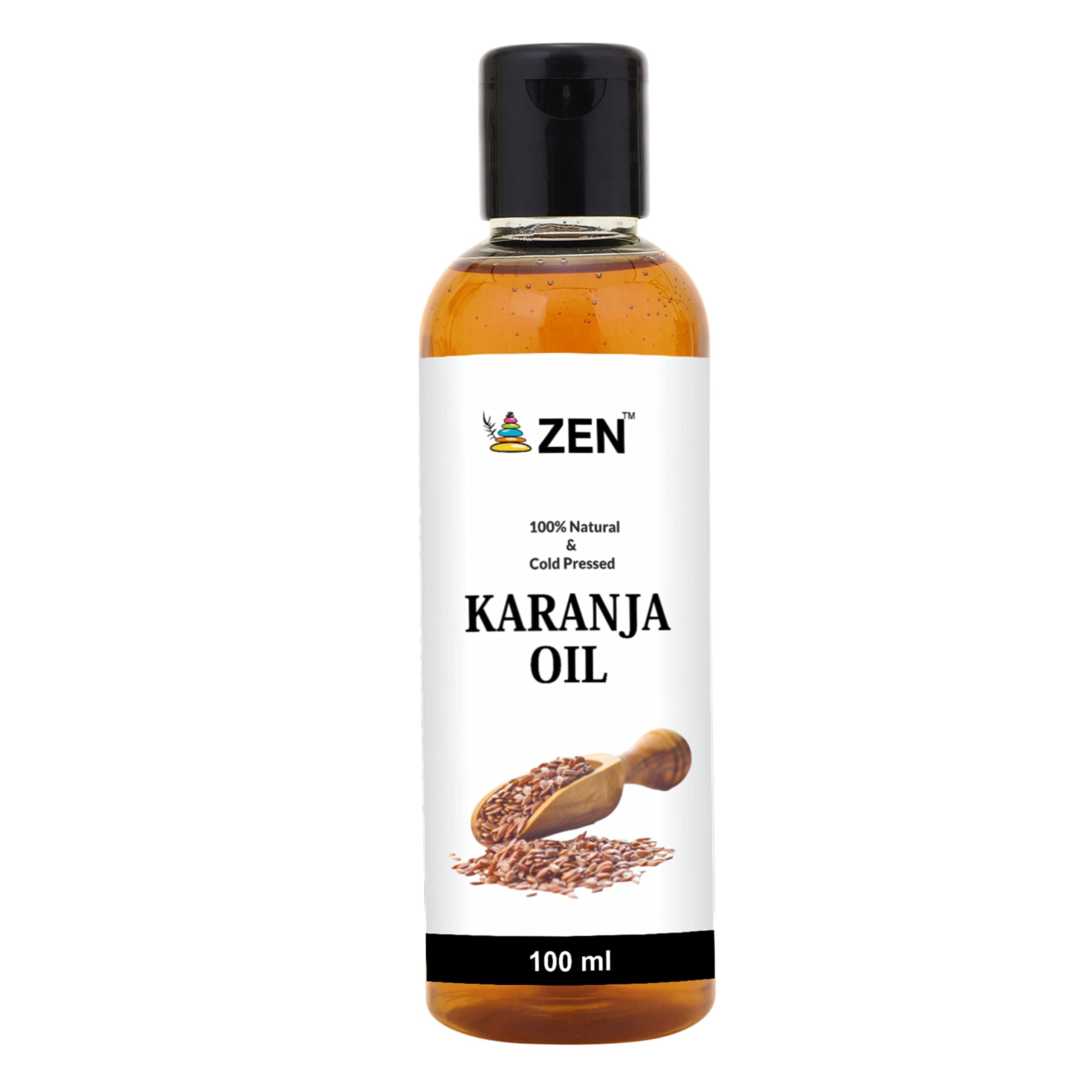 GREENEEM Zen Cold Pressed Karanja Oil 100ml | 100% Pure Organic Herbal Karanj Oil for Hair Growth, Skin Care & Body Massage | Natural Ayurvedic Treatment for Dry Scalp, Acne & Inflammation | Perfect for Aromatherapy, DIY Beauty Recipes & Holistic Wellness