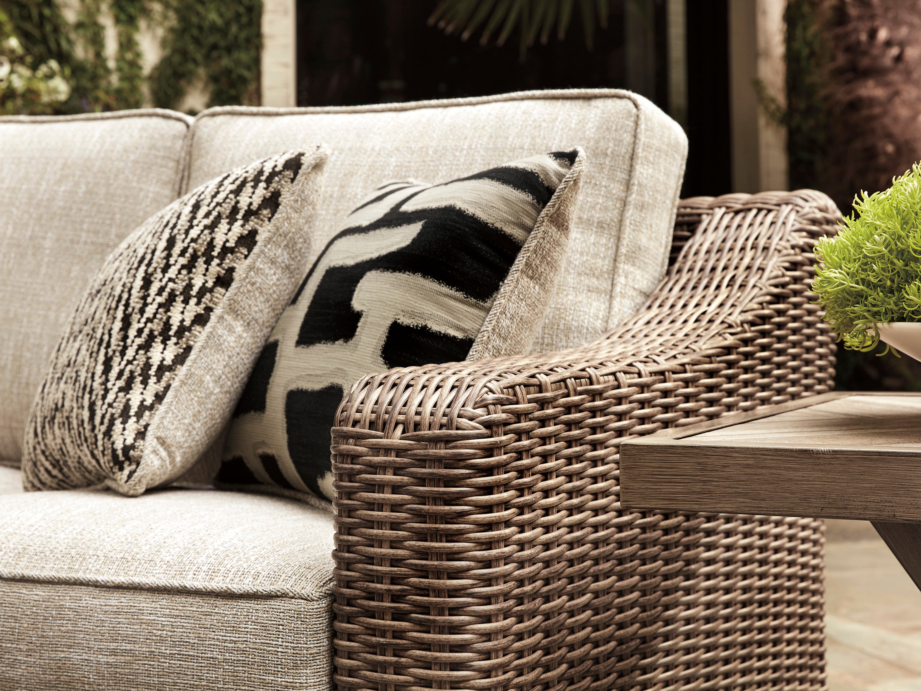 Beachcroft 3-Piece Outdoor Sectional Sofa Set - Water-Resistant Beige Patio Furniture for Backyard, Poolside & Garden Relaxation