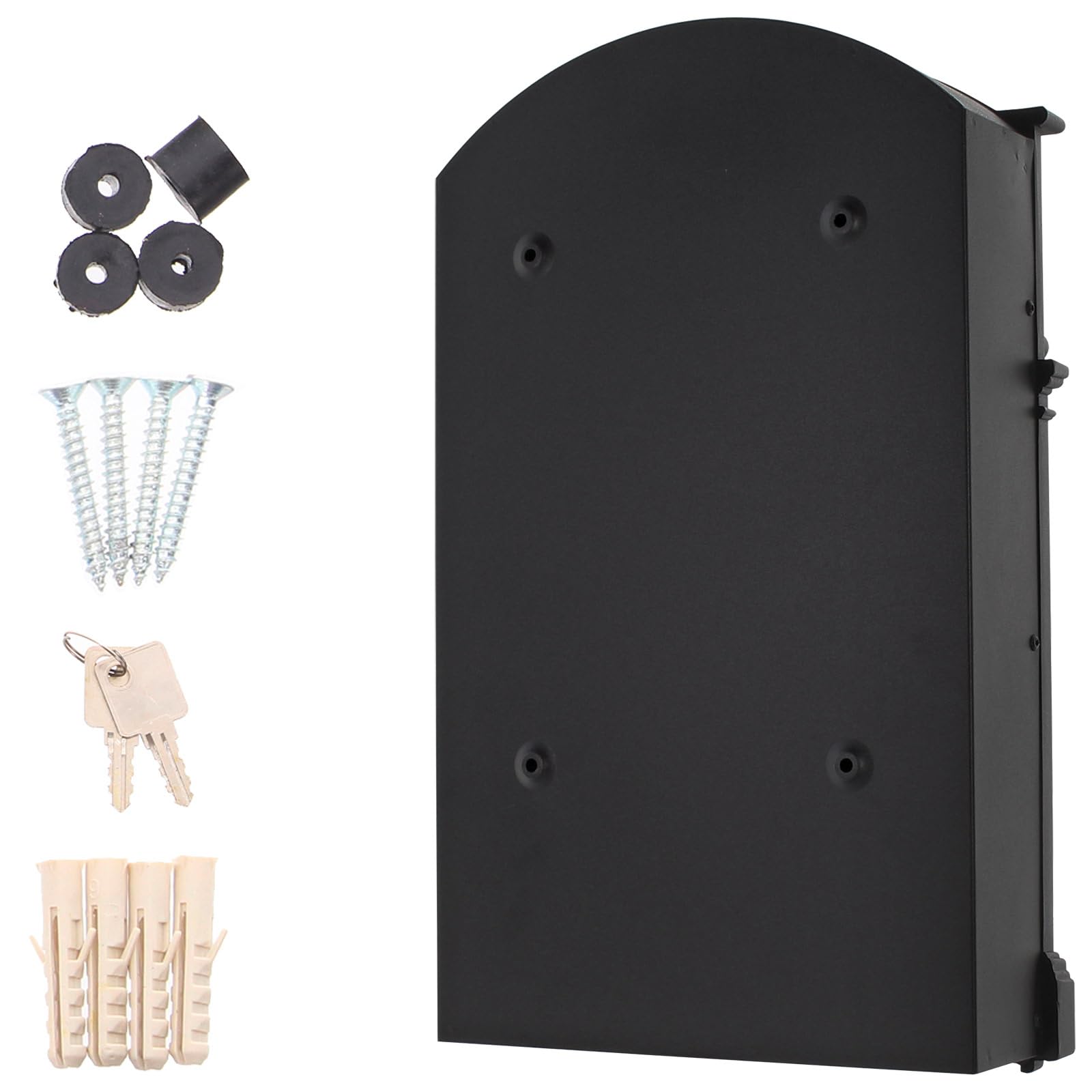Ashford Traditional Style Post Box with Regal Crest - Outdoor Steel Mailbox in Black for Home & Garden Decor