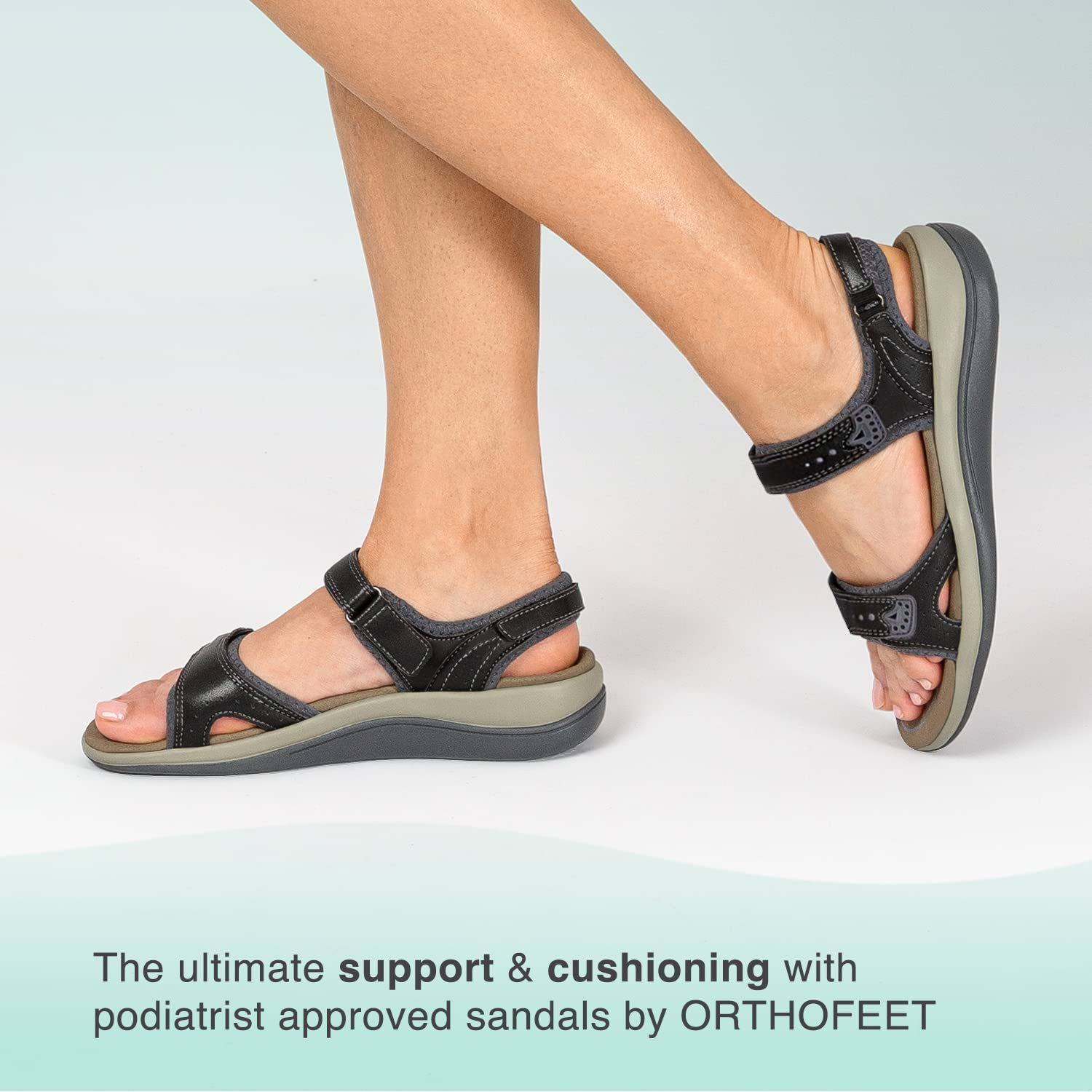 Orthofeet Women's Orthopedic Leather Malibu Adjustable Sandals - Comfortable Arch Support for Plantar Fasciitis & Heel Pain Relief - Perfect for Walking, Travel & Everyday Wear