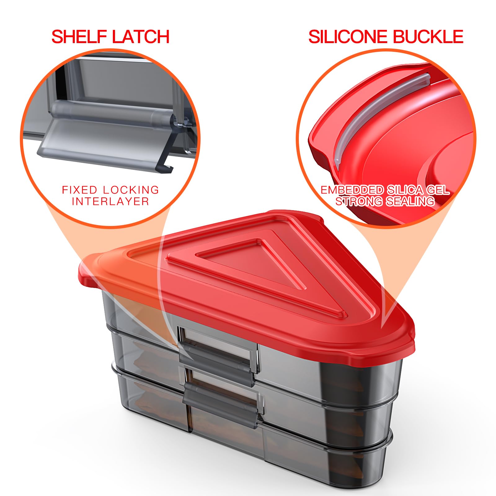 Expandable Pizza Storage Container Set - Reusable Pizza Pan & Box with Lids for Leftovers - Space Saving Kitchen Organizer (Bright Red) - Perfect for Parties, Meal Prep & Leftover Storage