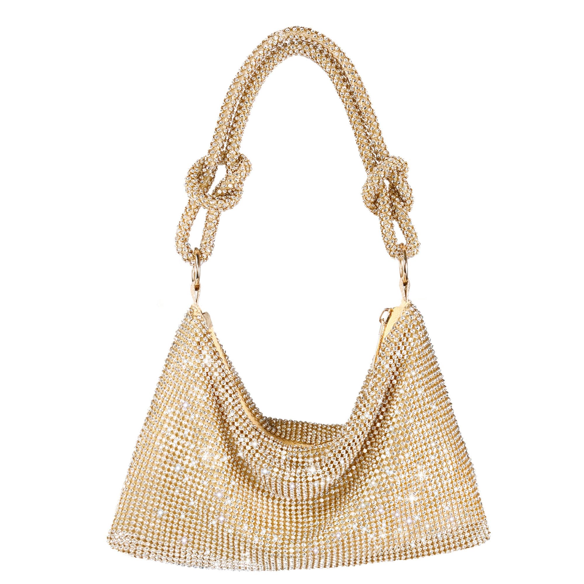 Sparkly Rhinestone Evening Clutch Purse for Women - Silver Glitter Party Prom Wedding Bag, Crossbody Handbag for Club, Dinner & Special Occasions