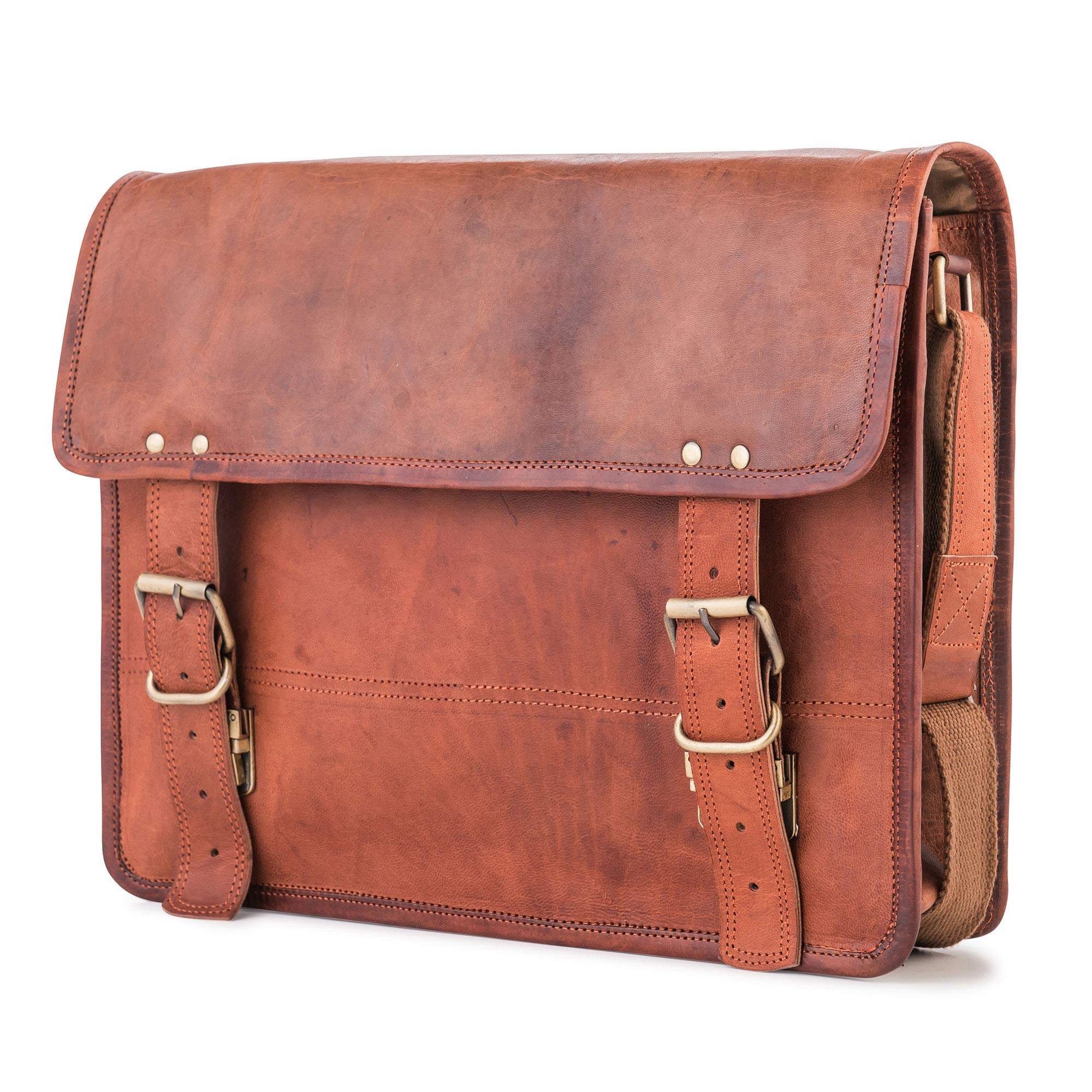 Vintage Leather Messenger Bag for Men & Women - BERLINER BAGS York Briefcase in Brown | Business, Travel & Everyday Use