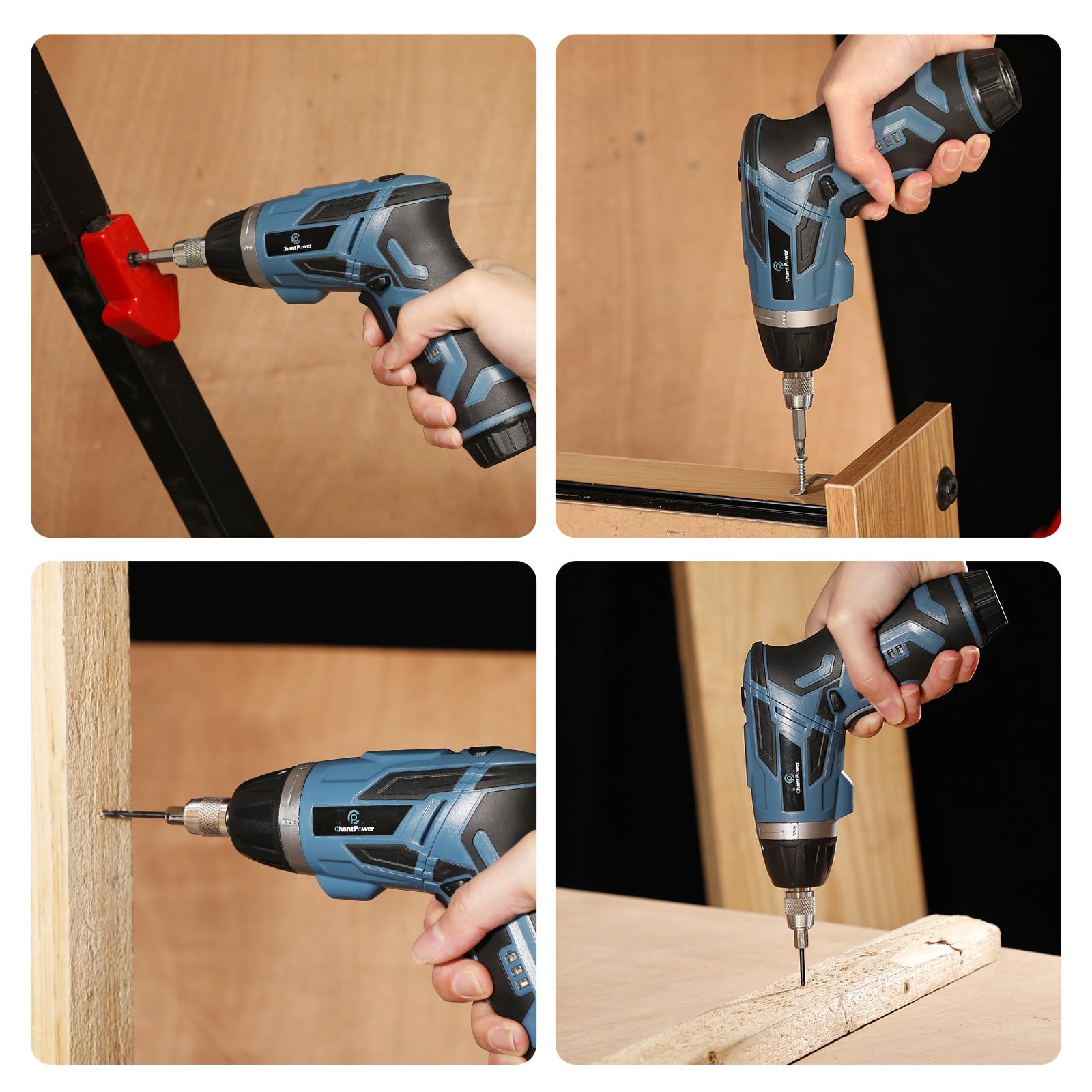 C P CHANTPOWER 4V Cordless Electric Screwdriver Set with 6+1 Torque Gears & 1/4