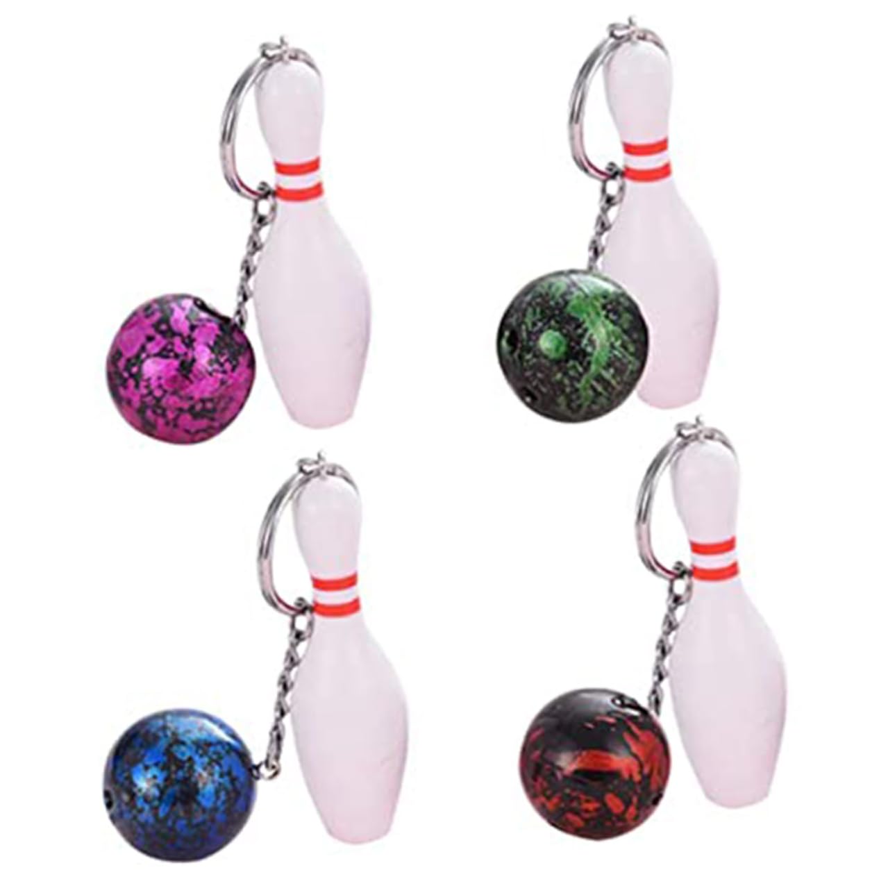 PRETYZOOM 4pcs Mini Bowling Keychain Set - Sports Themed Key Rings for Team Matches, Souvenirs, and Gifts - Perfect for Bowling Enthusiasts and Sports Lovers