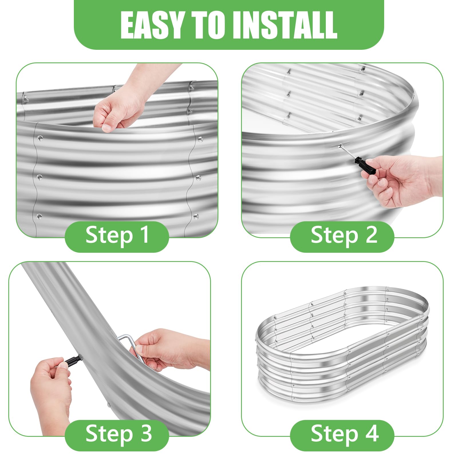 Galvanized Raised Garden Bed Kit - 4x2x1 ft Metal Planter Box for Vegetables, Flowers, Herbs - Rust-Resistant Outdoor Gardening Beds with Open Base Design - Perfect for Backyards, Patios, and Urban Gardens (1 Pack, 4x2x1 ft)