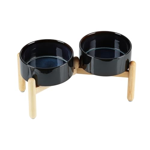 Double Bowl with Stand - Starry Sky