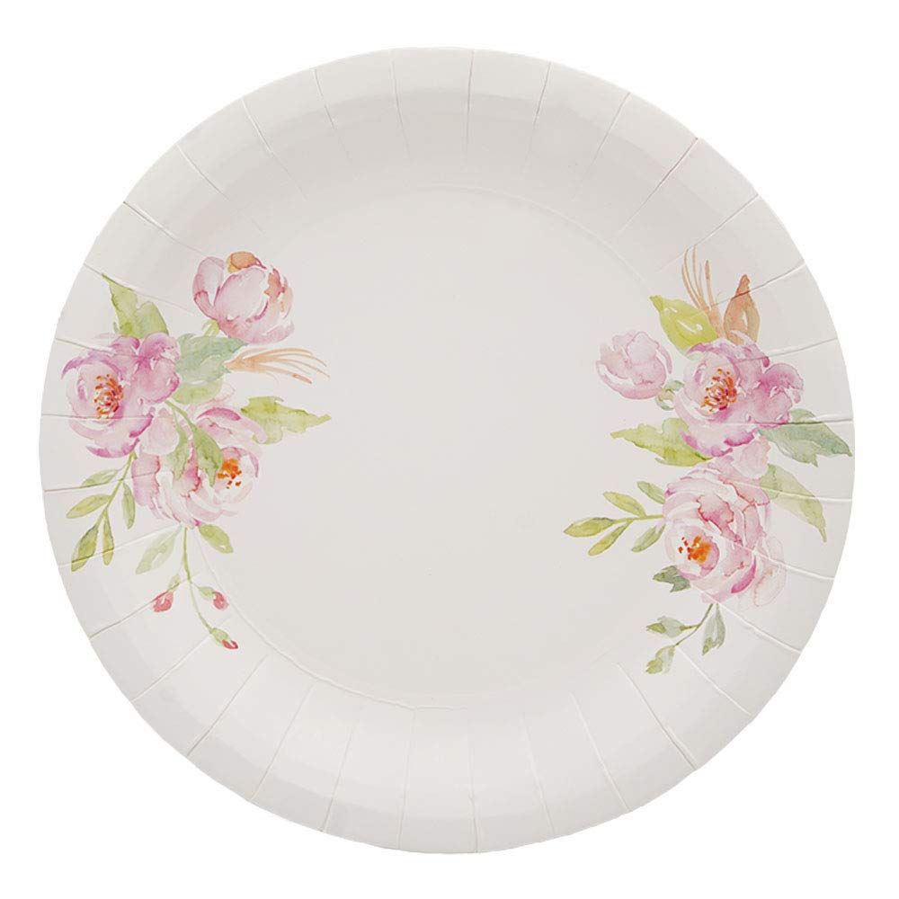 8.5 Inch Floral Disposable Paper Plates - Elegant Dinner & Dessert Plates for Parties (100 Pack) | Perfect for Bridal Showers, Baby Showers, Weddings, Anniversaries, Birthdays & Holiday Celebrations