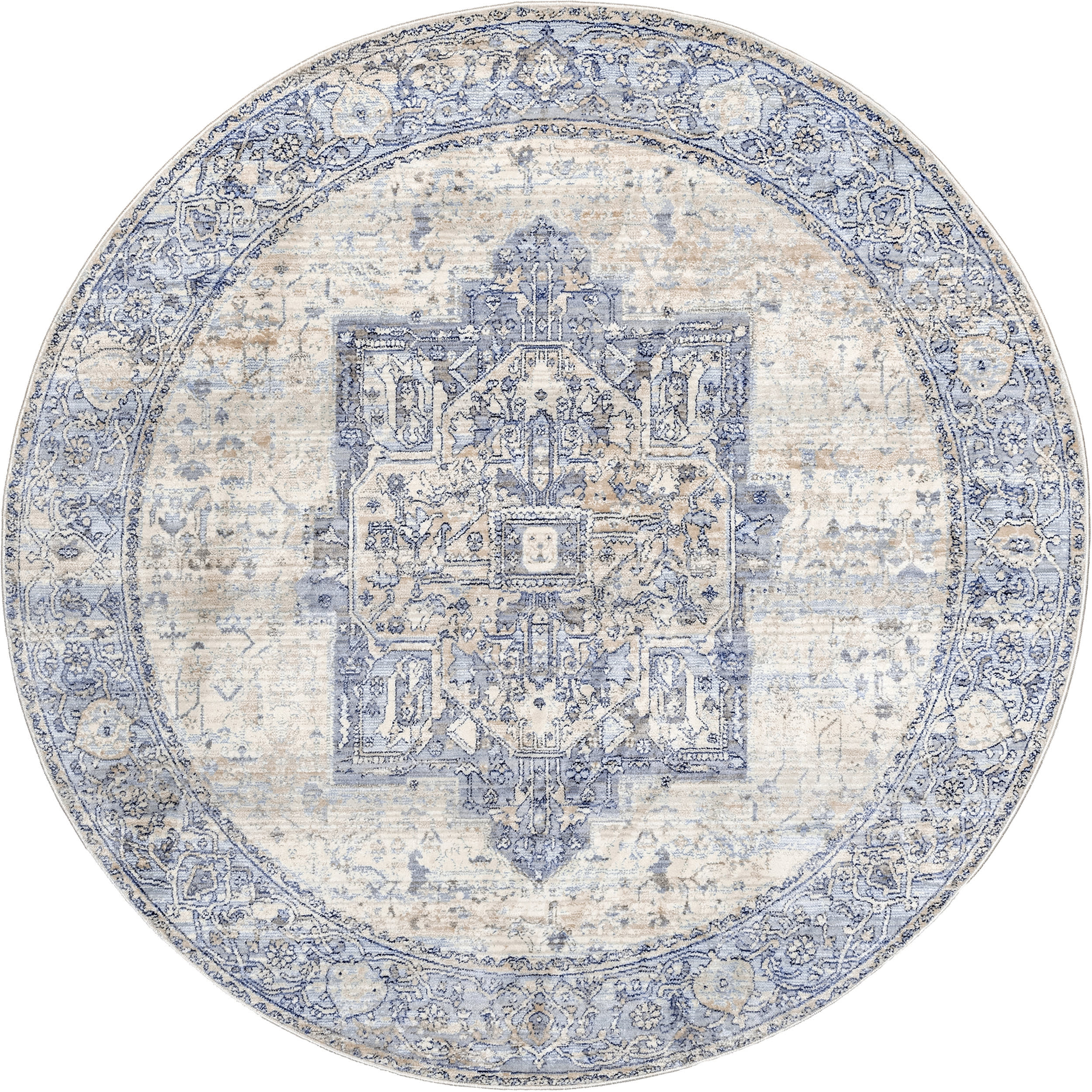 Forever Vintage Rug - Light Blue Distressed Area Rug | Boho Chic Home Decor for Living Room, Bedroom & Office
