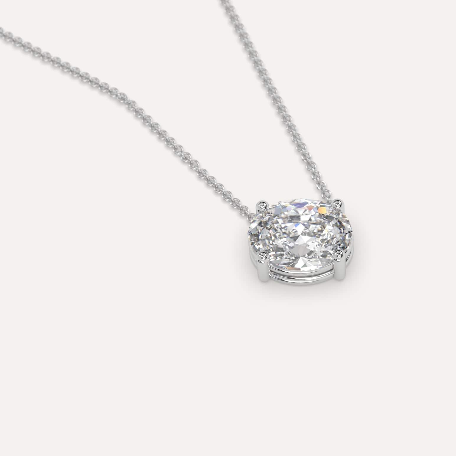 2 Carat Oval Floating Diamond Necklace for Women - 14K Gold Solitaire Pendant - Elegant Bridal Jewelry Gift for Anniversary, Engagement & Special Occasions