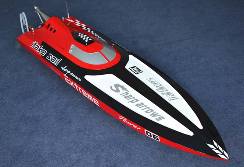 G30C 30CC Gas Powered RC Racing Boat - High Speed 60-65km/h, Fiber Glass Hull (Blue/Red), ARTR DIY Kit with Steering System (1210x325x233mm) - Perfect for Adult Hobbyists, Lake Racing & Remote Control Boat Competitions