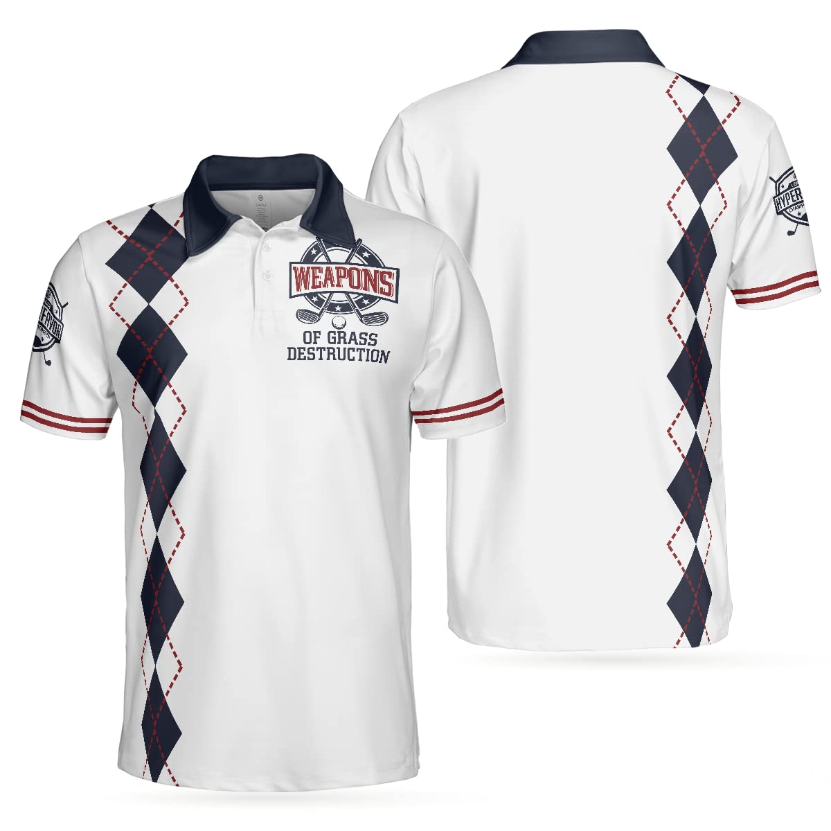 HYPERFAVOR Men's Cool & Sporty Golf Polo Shirt - Short Sleeve Moisture Wicking Performance Top - Weapons of Grass Destruction Design - Perfect for Golf Courses, Casual Wear & Outdoor Activities