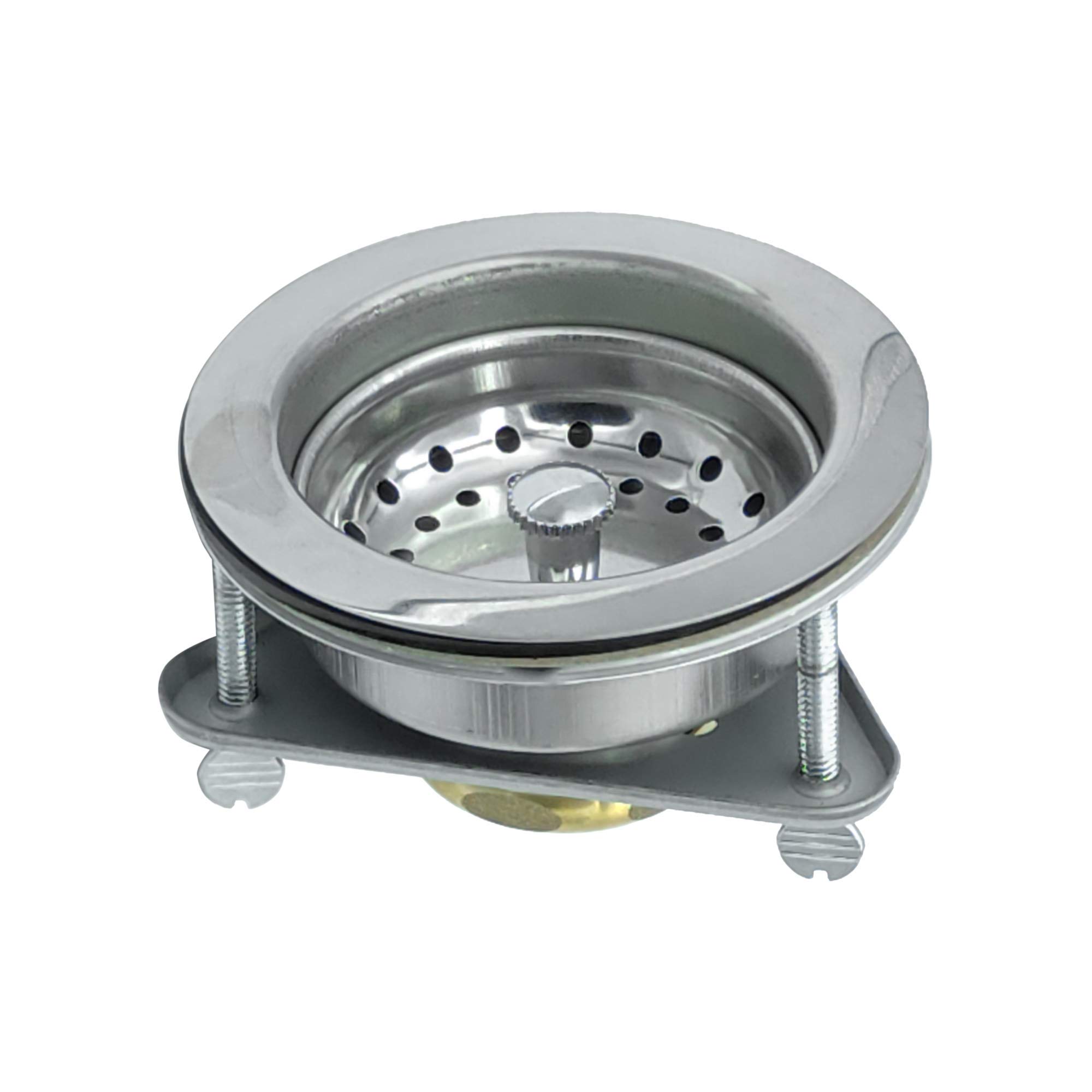 3-Bolt Kitchen Strainer - 4 Inch Stainless Steel Sink Drain Basket with Removable Strainer & Triangular Base - Fits Garbage Disposal - Polished Chrome Finish (3-1/2 Inch) - Perfect for Kitchen Sink, Dishwashing & Food Prep Drainage