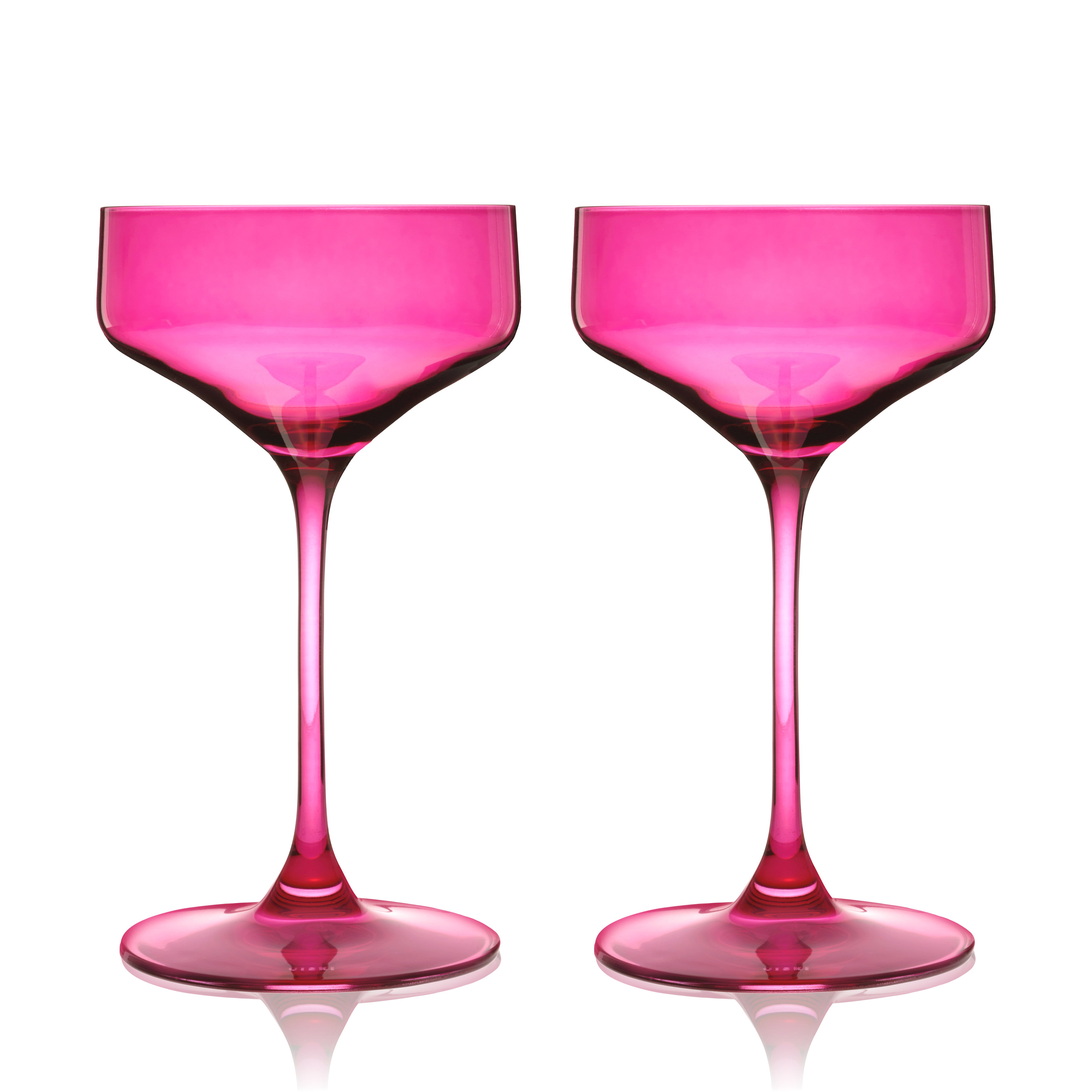 Premium Reserve Nouveau Crystal Coupe Glasses - Elegant Berry Wine Glasses Set of 2 for Champagne, Cocktails & Special Occasions