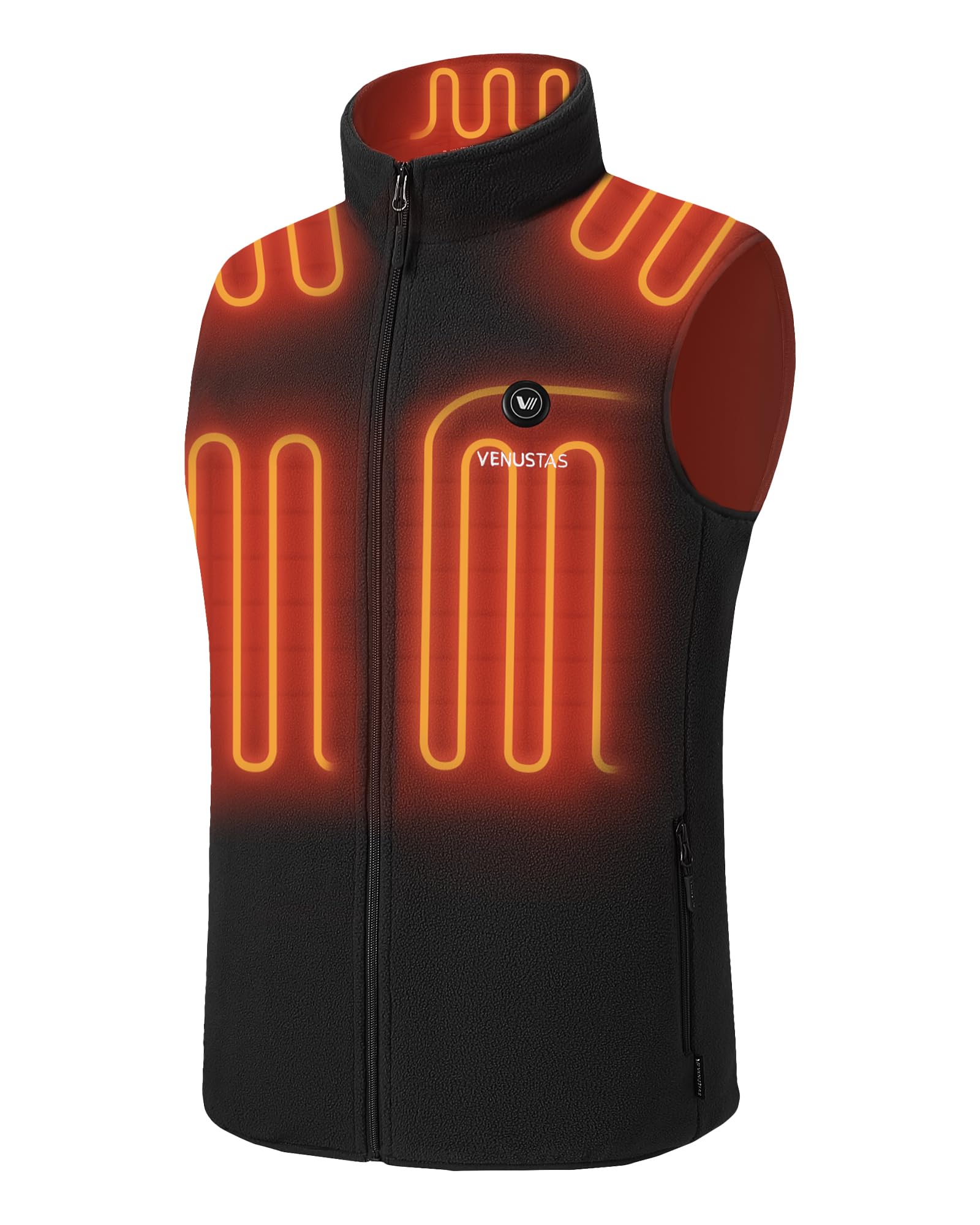 Venustas Men's Lightweight Heated Fleece Vest with Rechargeable Battery - Electric Warming Jacket for Outdoor Work, Hunting & Winter Sports