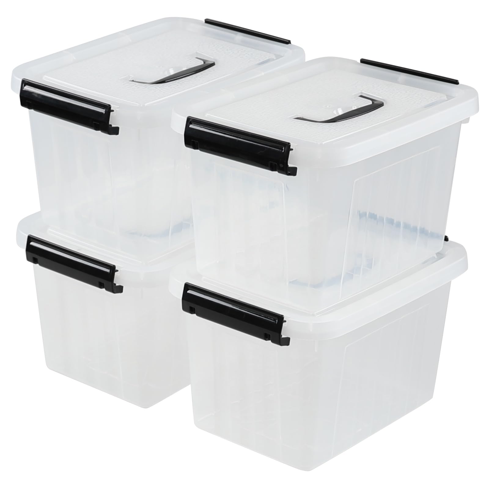 Anbers 6QT Clear Storage Bins with Lids & Handles - 4 Pack for Home Organization