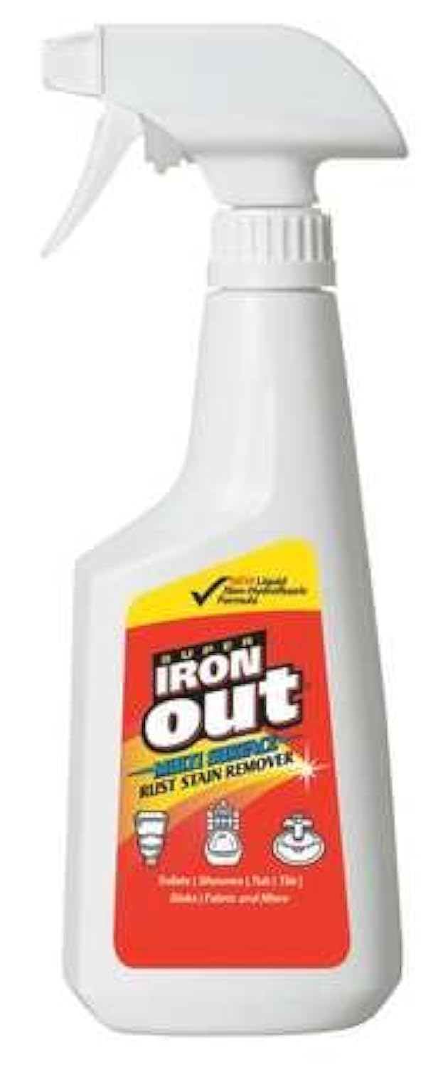 Iron Out Rust Remover Spray - 16 oz Trigger Bottle for Stains on Bathroom, Kitchen & Outdoor Tools - Fast Acting Rust Stain Remover for Sinks, Tubs & Metal Surfaces
