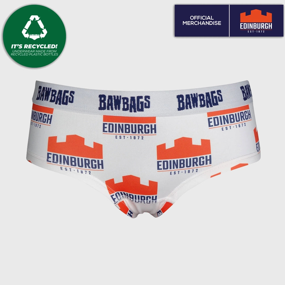 Bawbags Edinburgh Rugby Women's Cool De Sacs Briefs White - Comfortable Sports Underwear for Rugby & Active Lifestyle