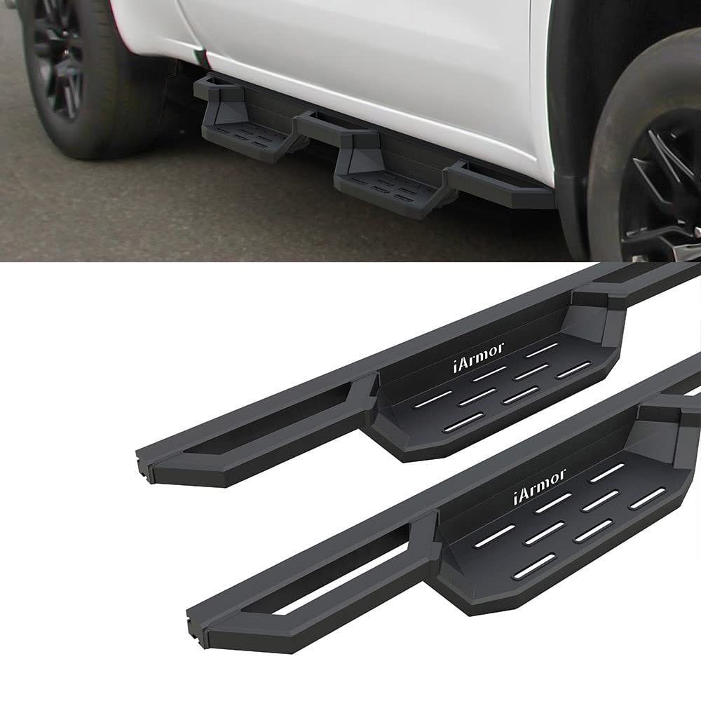 HD Ridez Pocket Drop Steps Armor Compatible with Chevy Silverado & GMC Sierra 1500 2019-2025, 2500/3500 2020-2025 - Heavy Duty Running Boards for Extended Cab Trucks - Off-Road Protection & Easy Entry