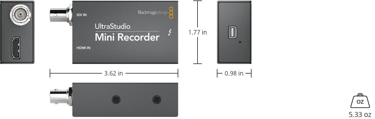 Blackmagic Design UltraStudio Mini Recorder - HDMI & Analog Video Capture Device for Live Streaming & Video Editing | Perfect for YouTube, Twitch & Professional Productions