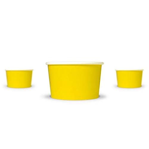 UNIQ 1000-Count 6 oz Disposable Paper Ice Cream Cups - Yellow Dessert Bowls for Frozen Treats, Party Supplies & Bulk Catering | Eco-Friendly Ice Cream Sundae, Gelato & Yogurt Serving Containers