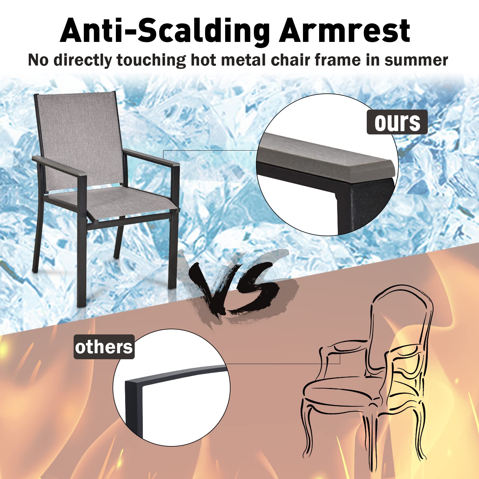 MEOOEM 2-Piece Patio Dining Chairs Set - Textilene & Metal Outdoor Chairs, Weather-Resistant Modern Garden Furniture for Backyard, Poolside & Deck Use
