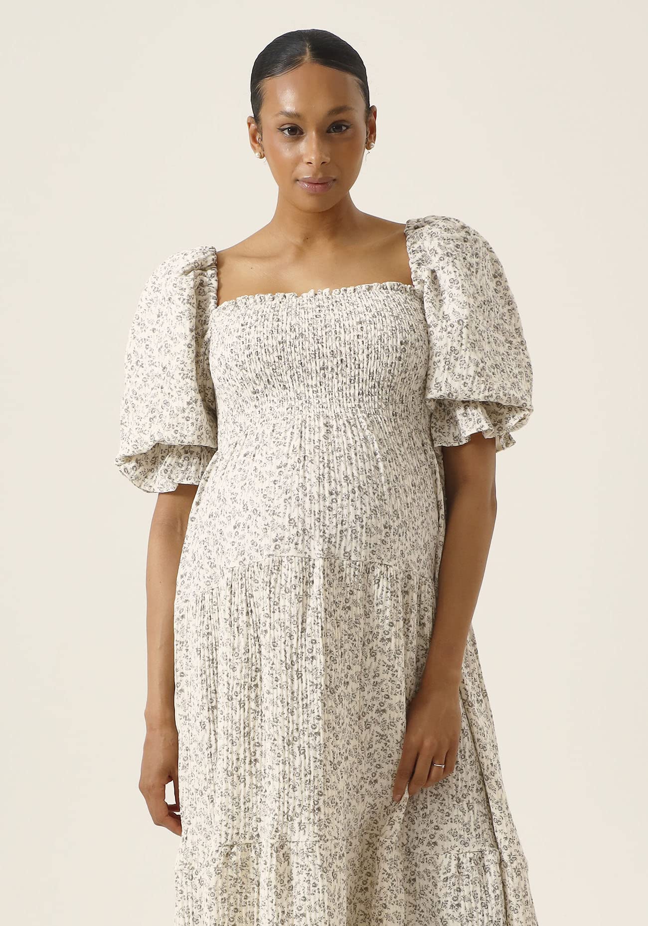 Women's Cotton Modal Kiko Maternity Dress - Floral Maxi Pregnancy Gown for Baby Shower, Nursing & Everyday Comfort | Soft Breathable Fabric for Expecting Mothers