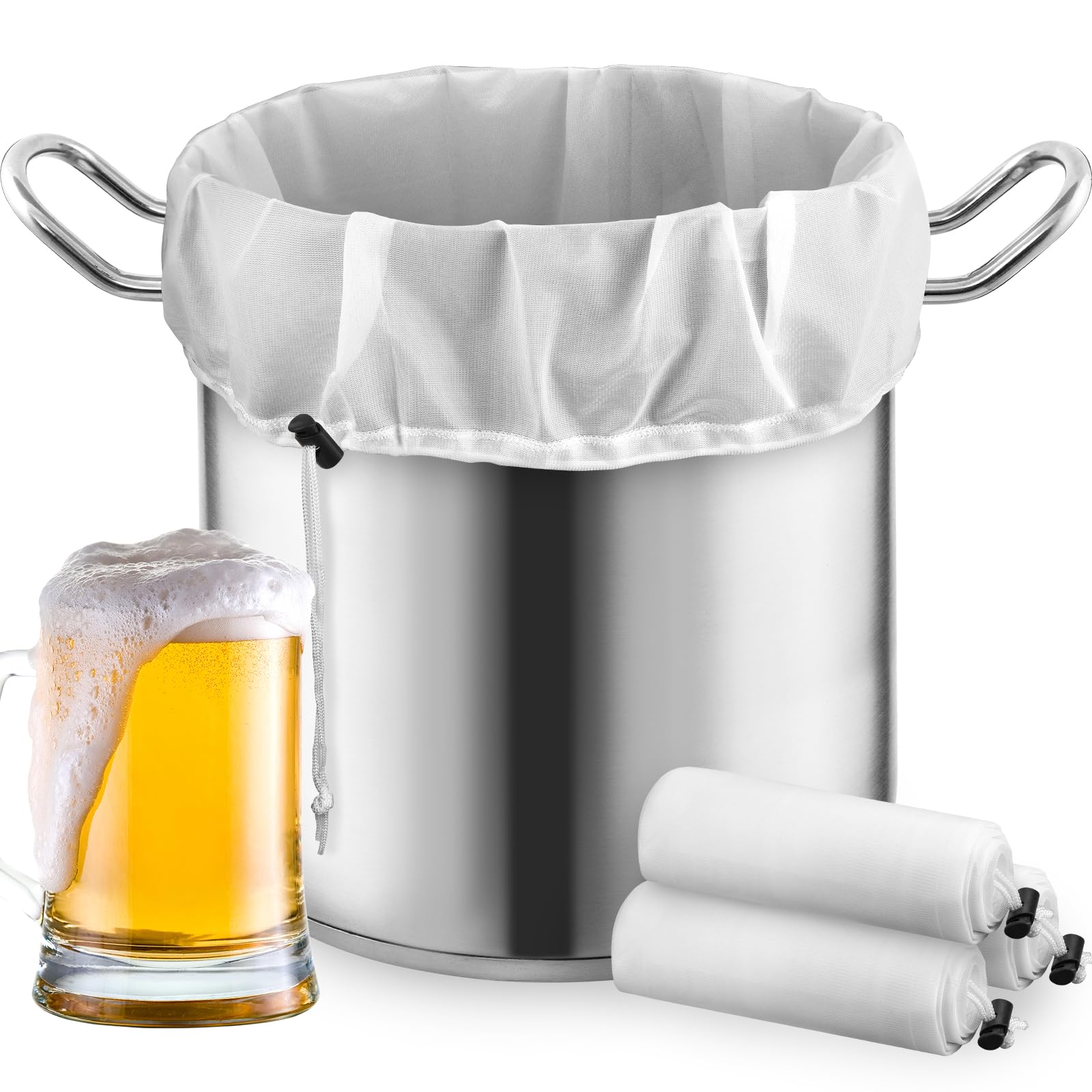 3-Pack Extra Large Reusable Brew Bags - 250 Micron Fine Mesh Straining Bags (26