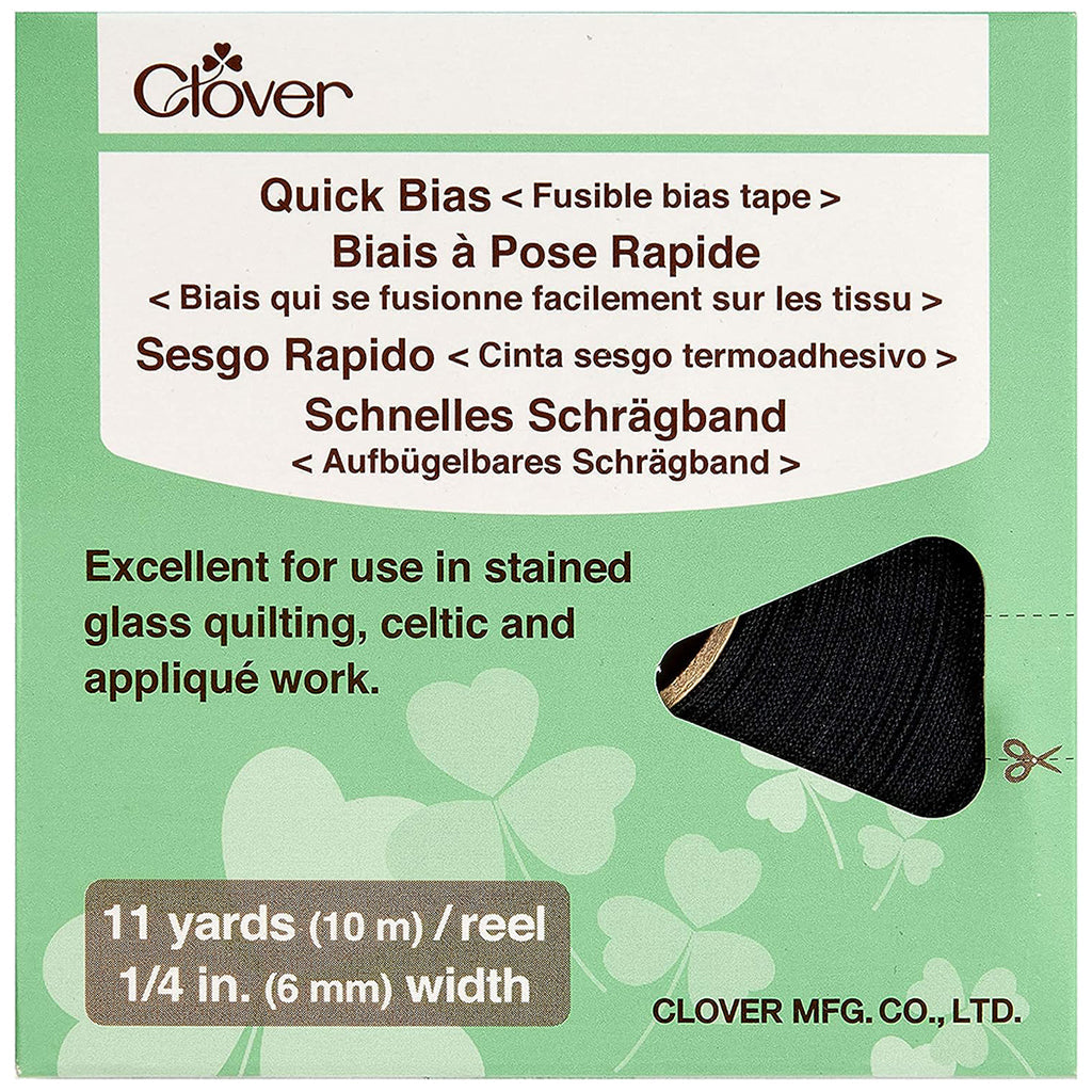 Clover Quick Fusible Bias Tape 6mm Black - Perfect for Quilting, Sewing & DIY Craft Projects
