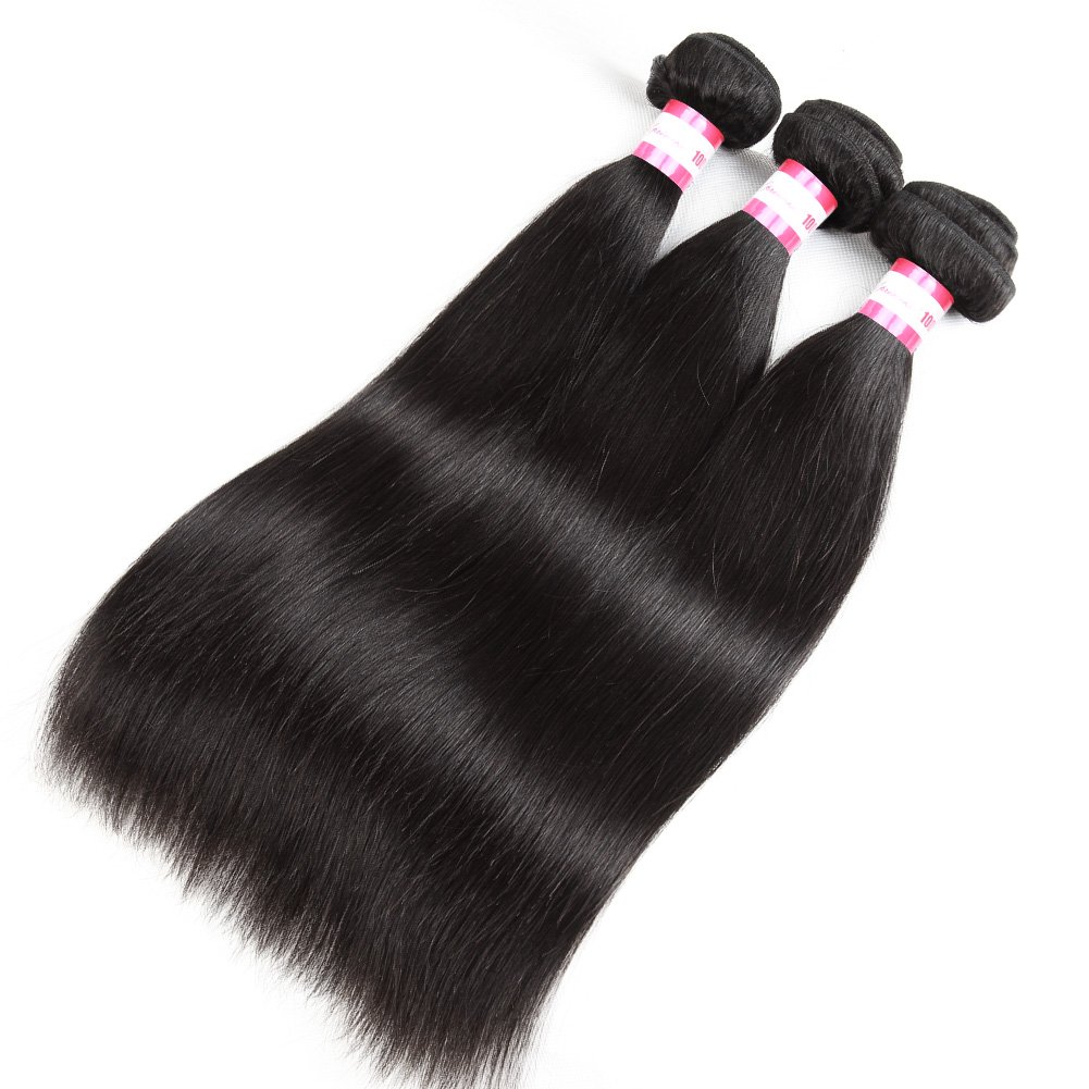 Premium 9A Brazilian Virgin Unprocessed Straight Human Hair Bundles - 3 Bundles (24