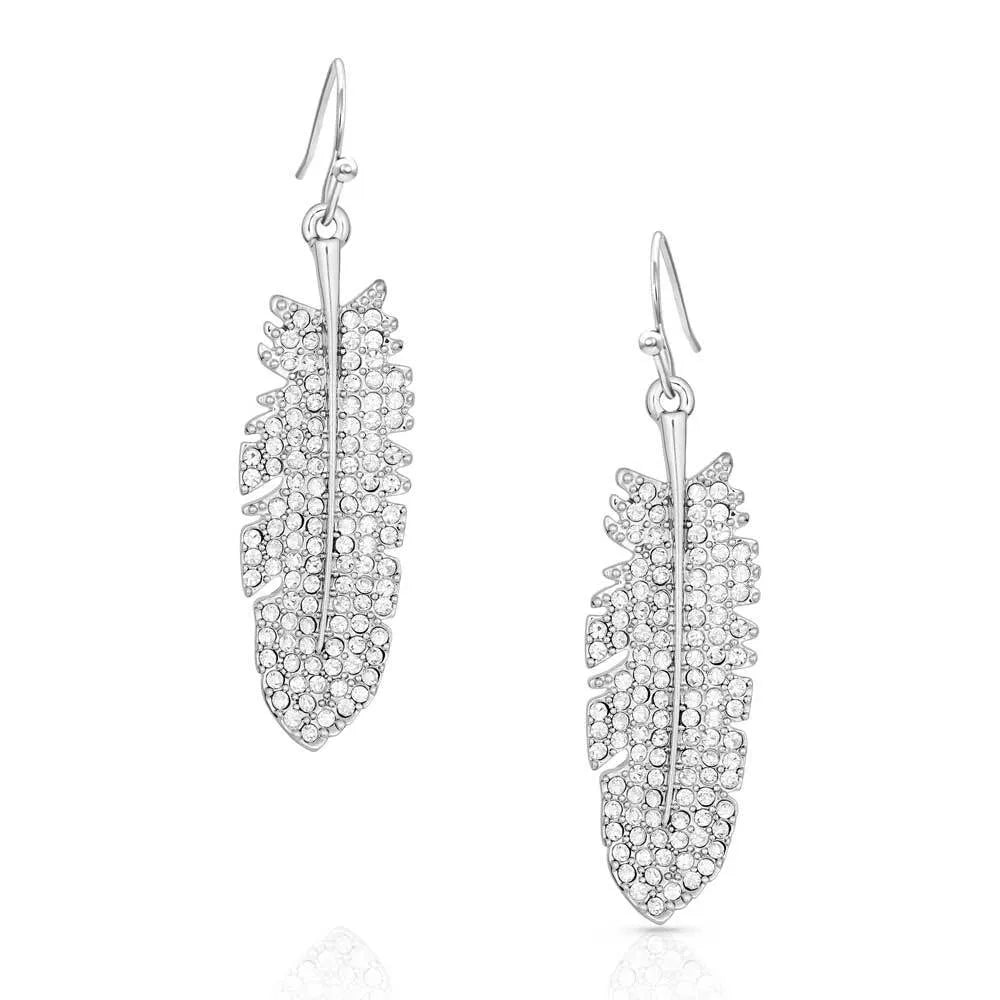 Sparkling Feather Earrings for Women - Lightweight Boho Dangle Earrings for Party, Wedding & Everyday Wear