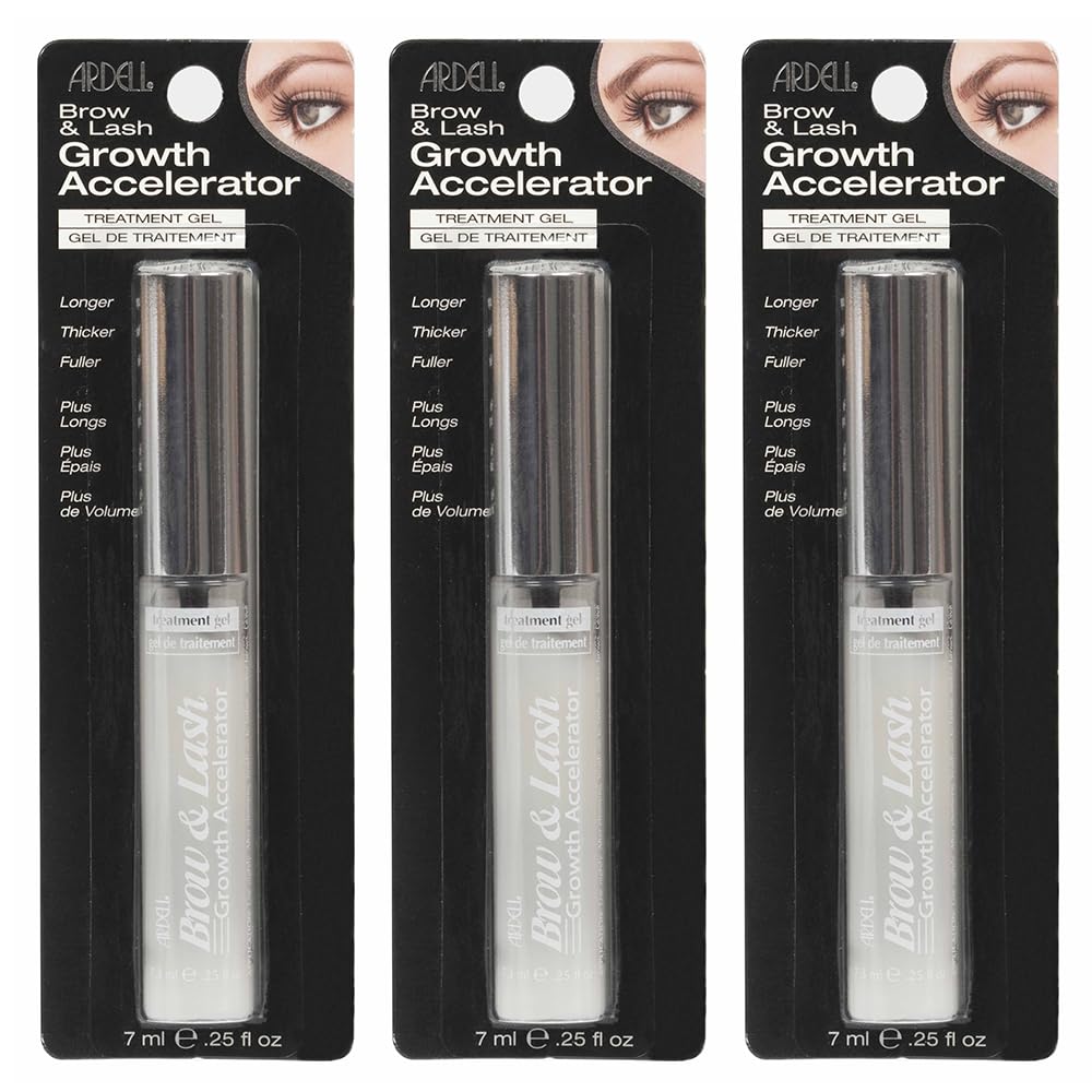 Ardell Brow & Lash Growth Accelerator Serum - 0.25 Oz (3-Pack) | Natural Eyelash & Eyebrow Enhancer for Thicker, Fuller Brows & Lashes | Daily Beauty Routine Essential