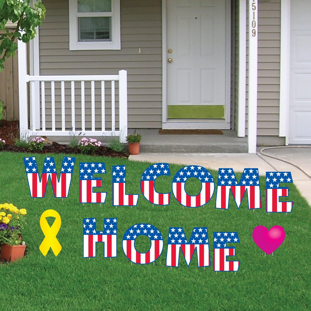 VictoryStore Welcome Home Yard Sign - 13-Piece Outdoor Lawn Decor Set with Stakes | Durable Weatherproof Letters for Front Yard, Garden & Driveway Decorations | Perfect for Homecomings, Military Returns & Family Celebrations